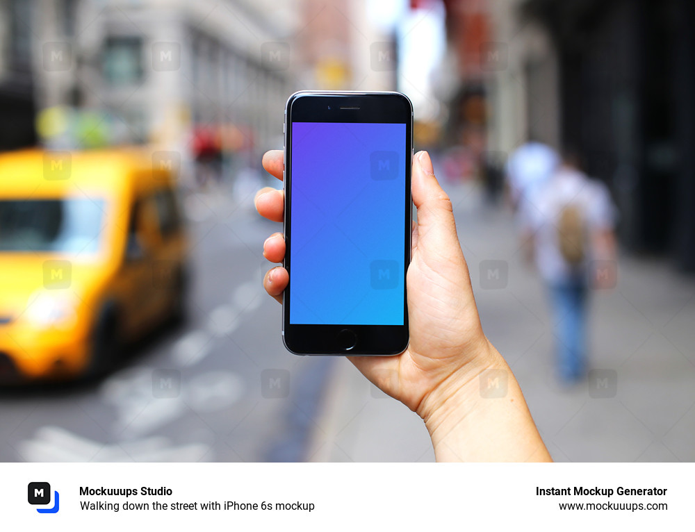 Walking down the street with iPhone 6s mockup