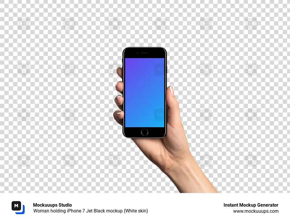 Woman holding iPhone 7 Jet Black mockup (White skin)