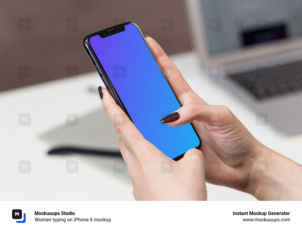 Woman typing on iPhone X mockup