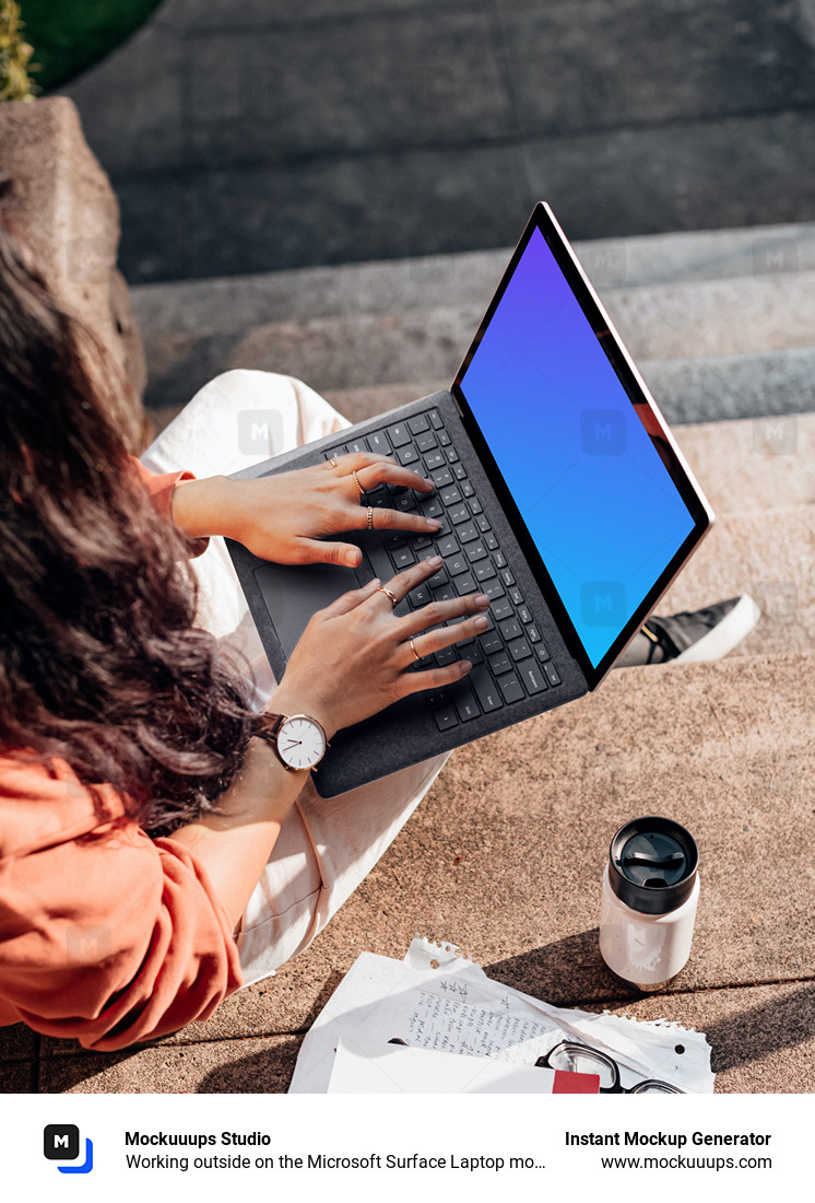 Working outside on the Microsoft Surface Laptop mockup