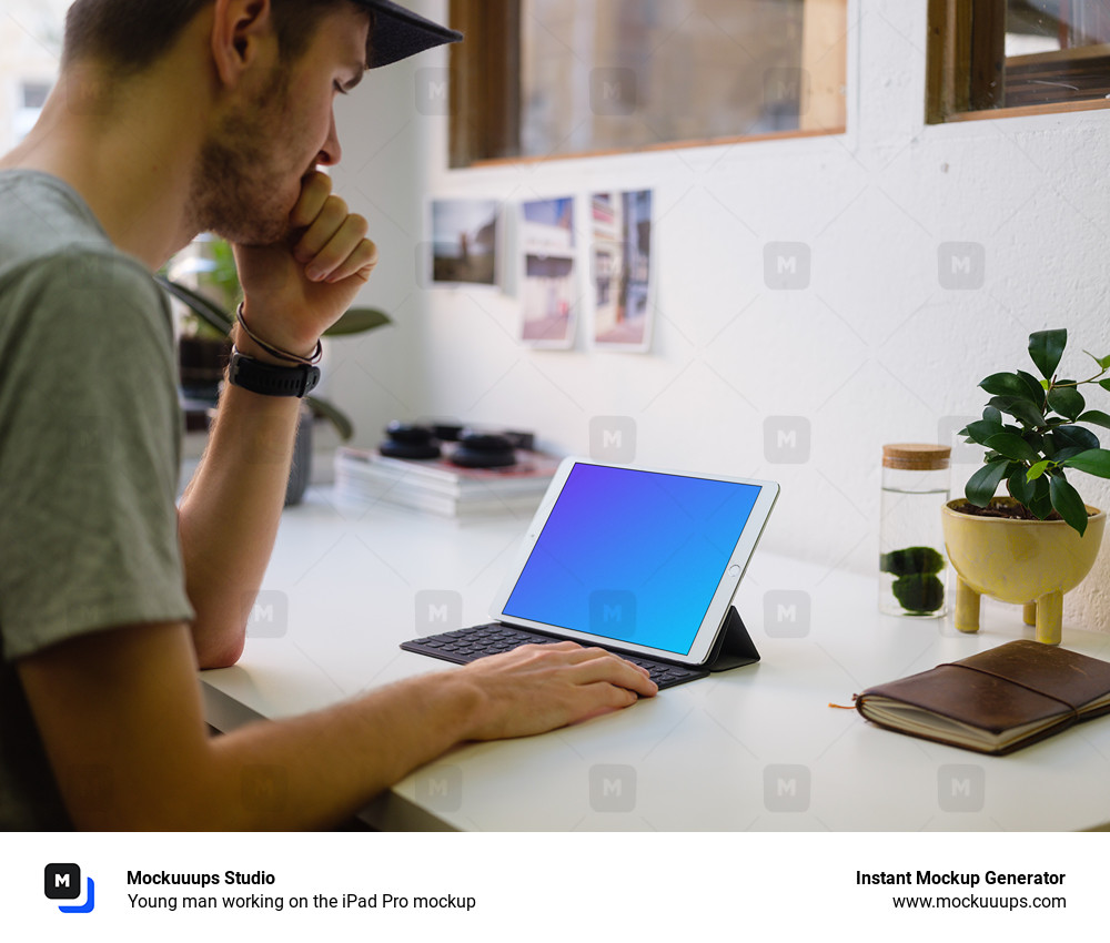 Young man working on the iPad Pro mockup