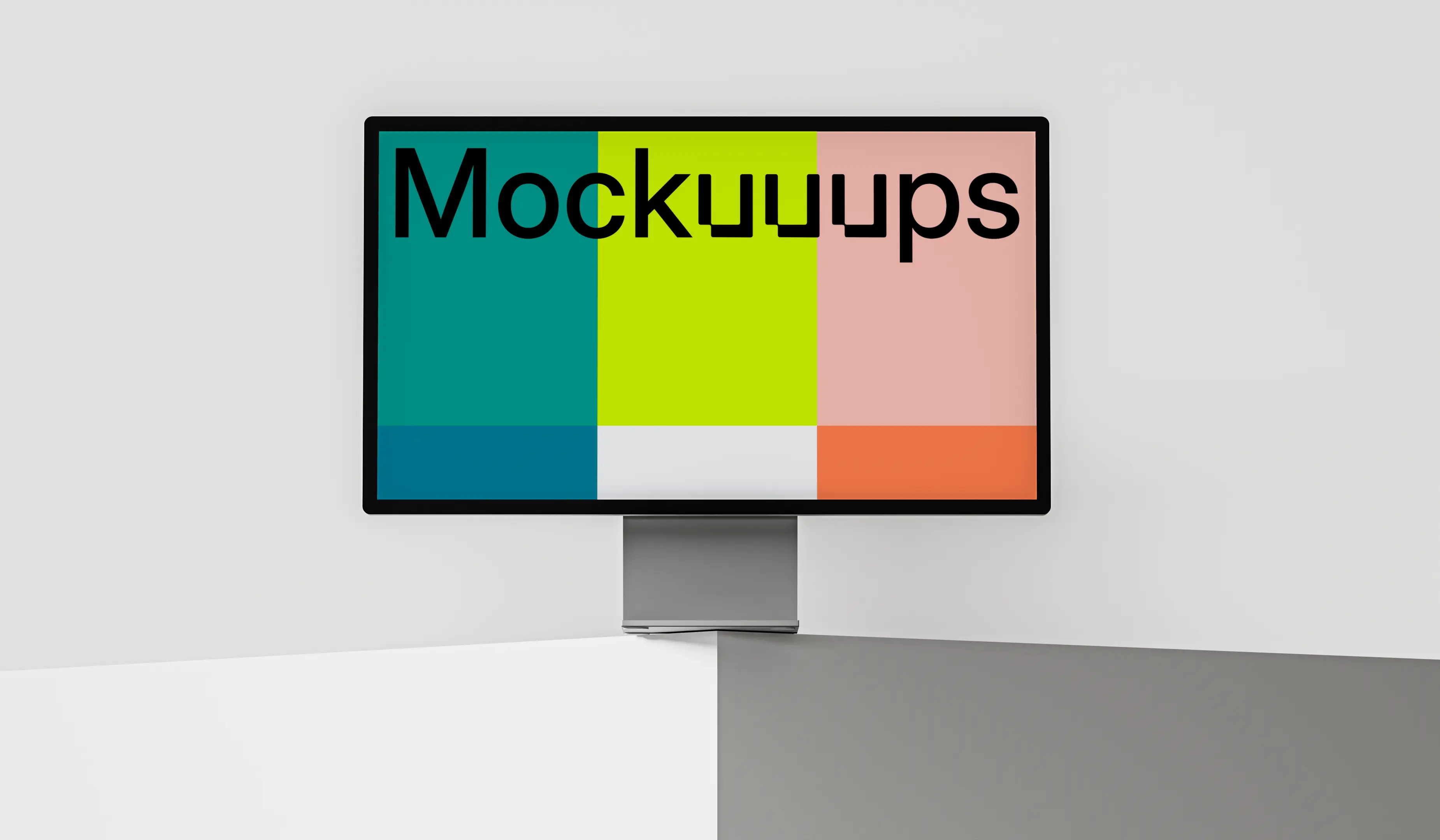 Apple Studio Display mockup on minimal isometric background