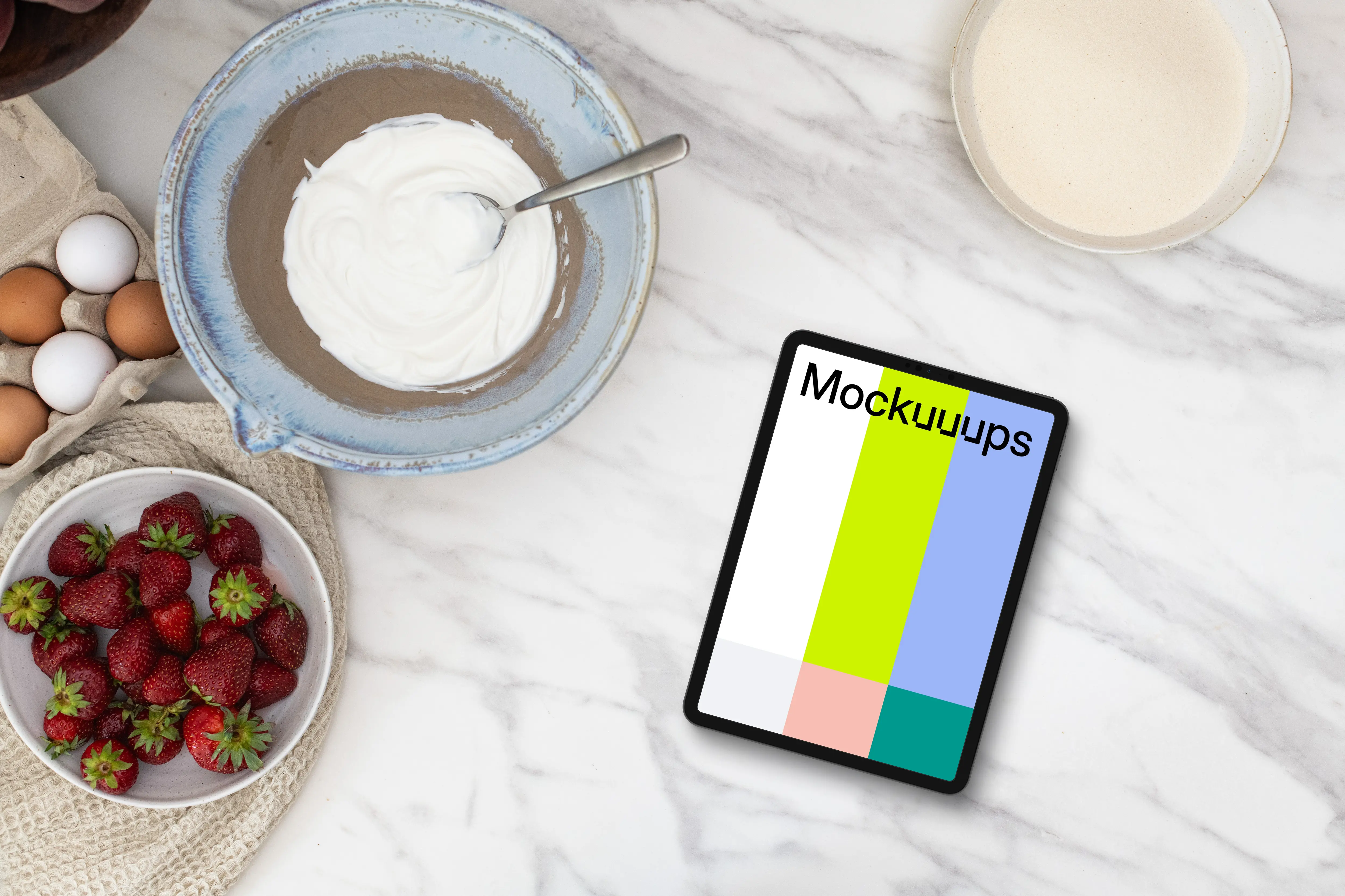 Baking and a tablet mockup