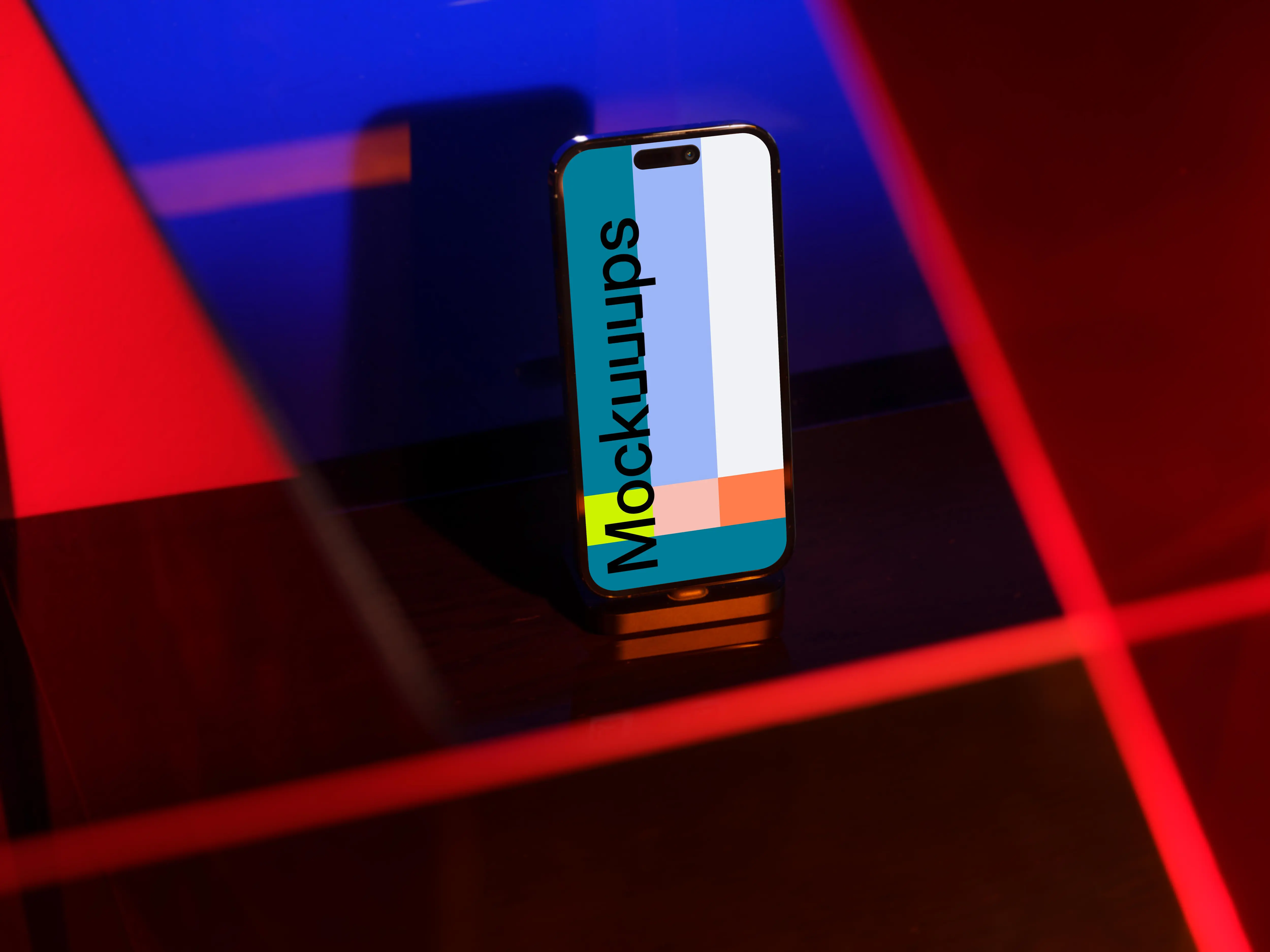 Blue to red tones with iPhone mockup in front