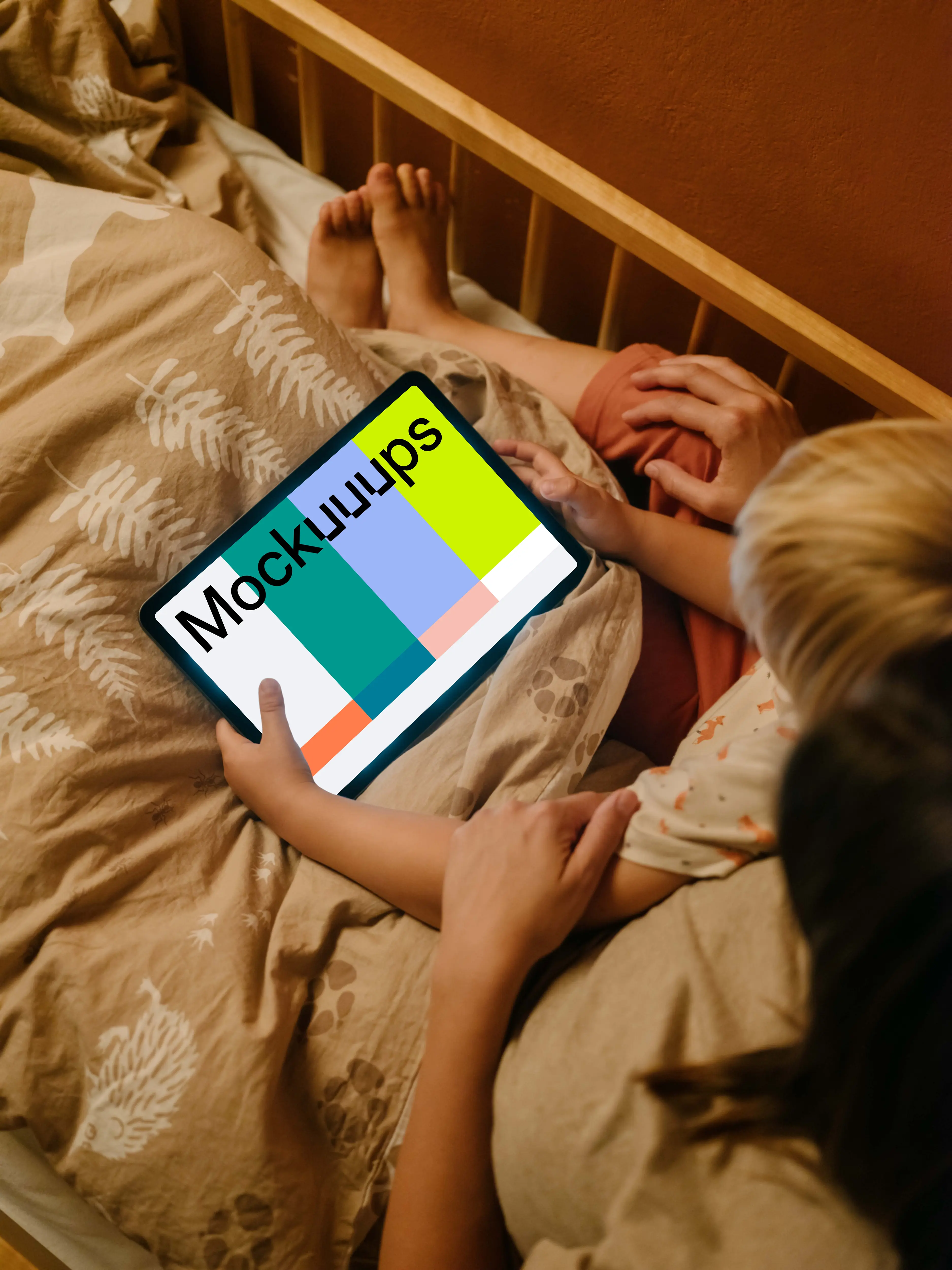 Boy's hands holding an iPad Air mockup