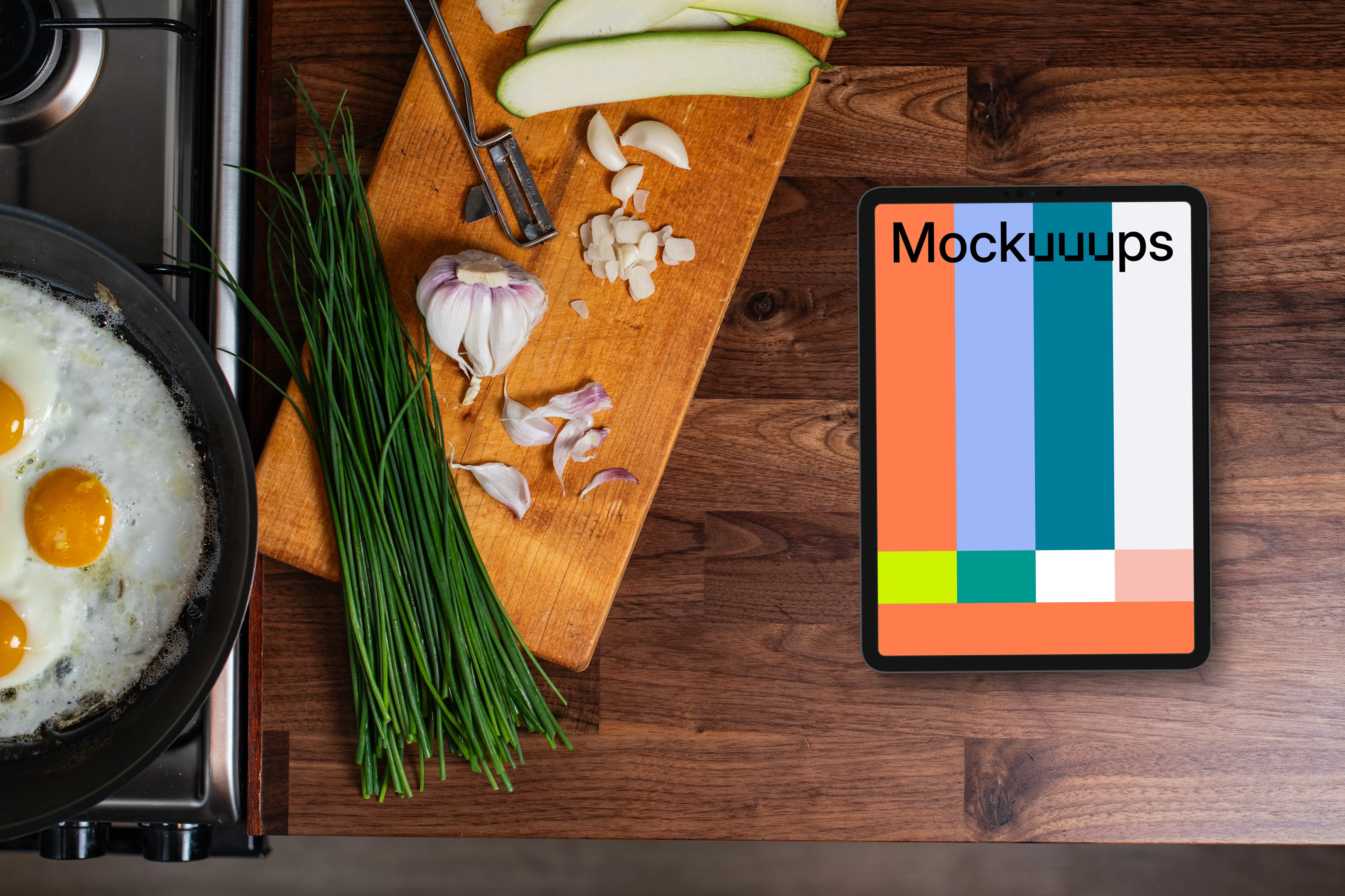 Breakfast themed tablet mockup