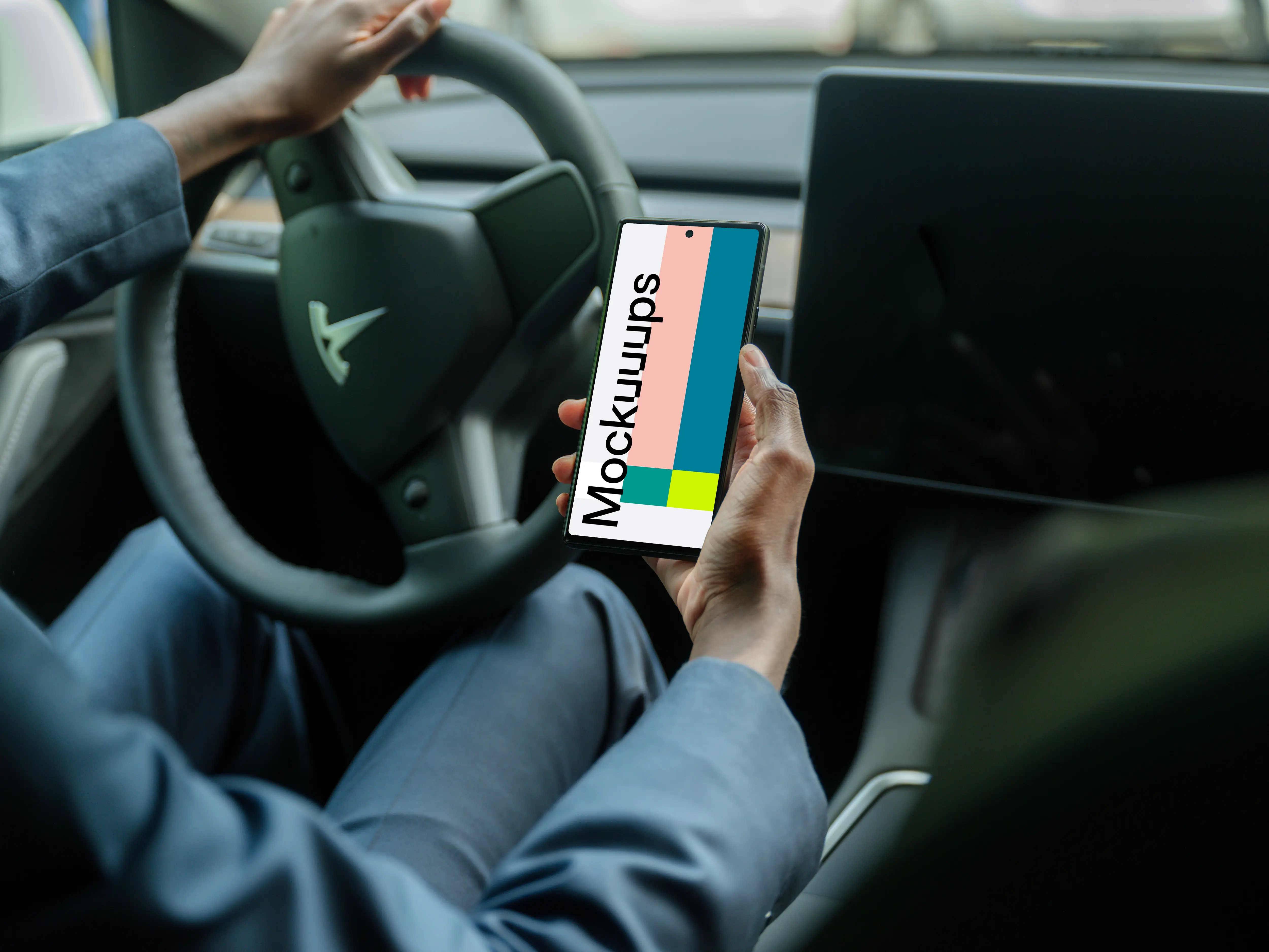 Business themed Google Pixel 6 mockup in Tesla