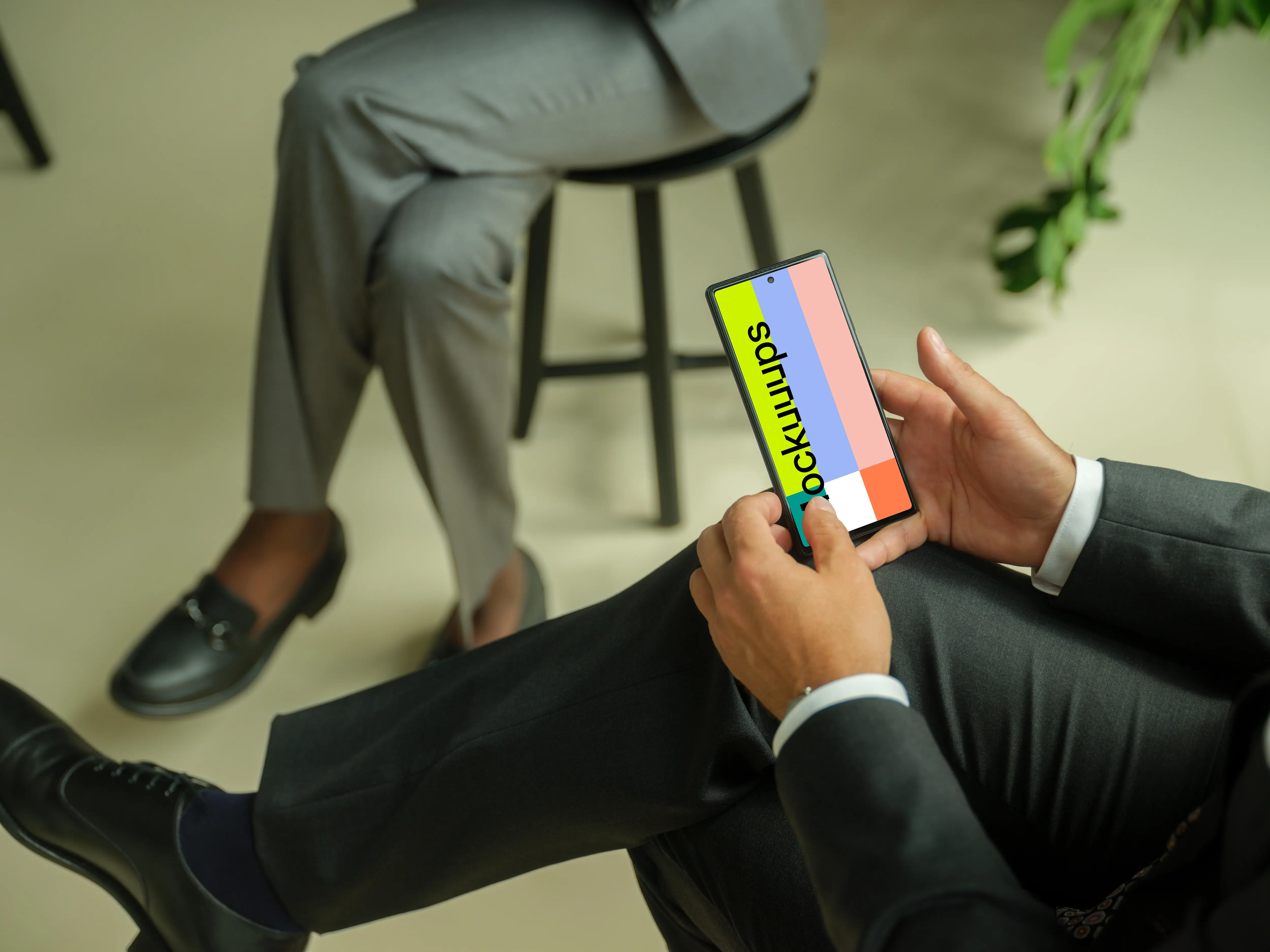 Businessman working on a Google Pixel 6 mockup