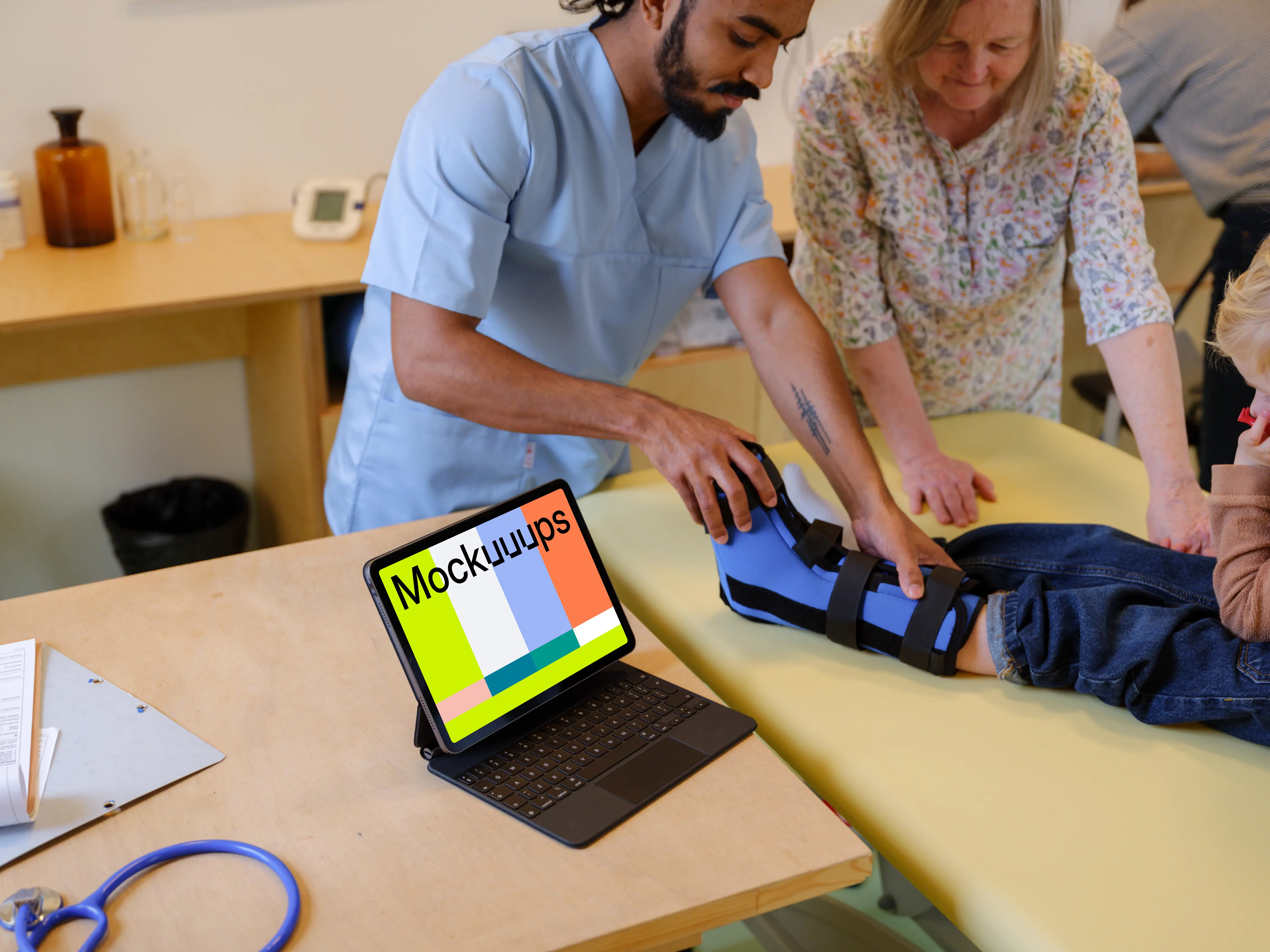 Children's doctor's office and tablet mockup