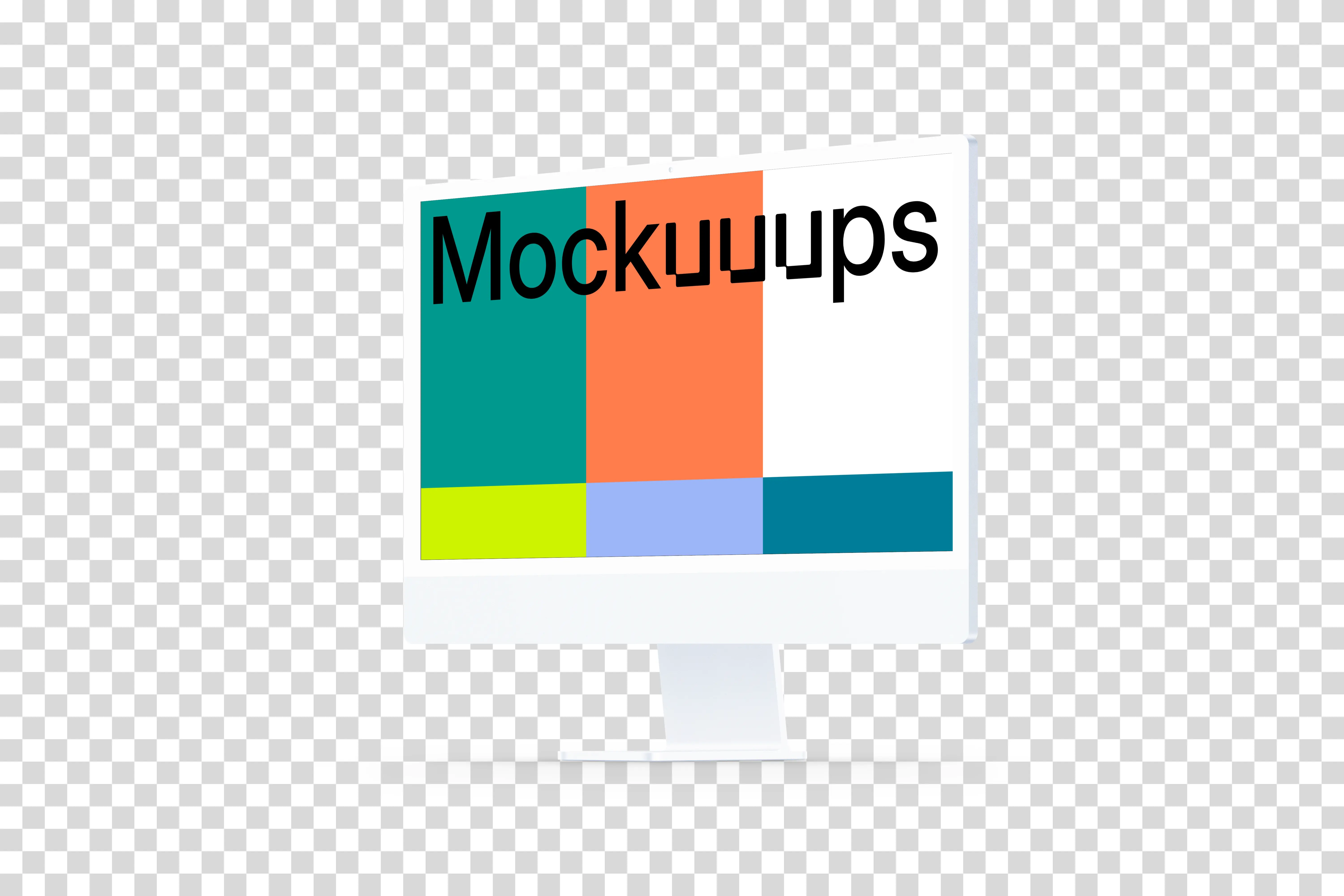 Clay iMac 24“ Mockup - Perspective Right (Floor Shadow)