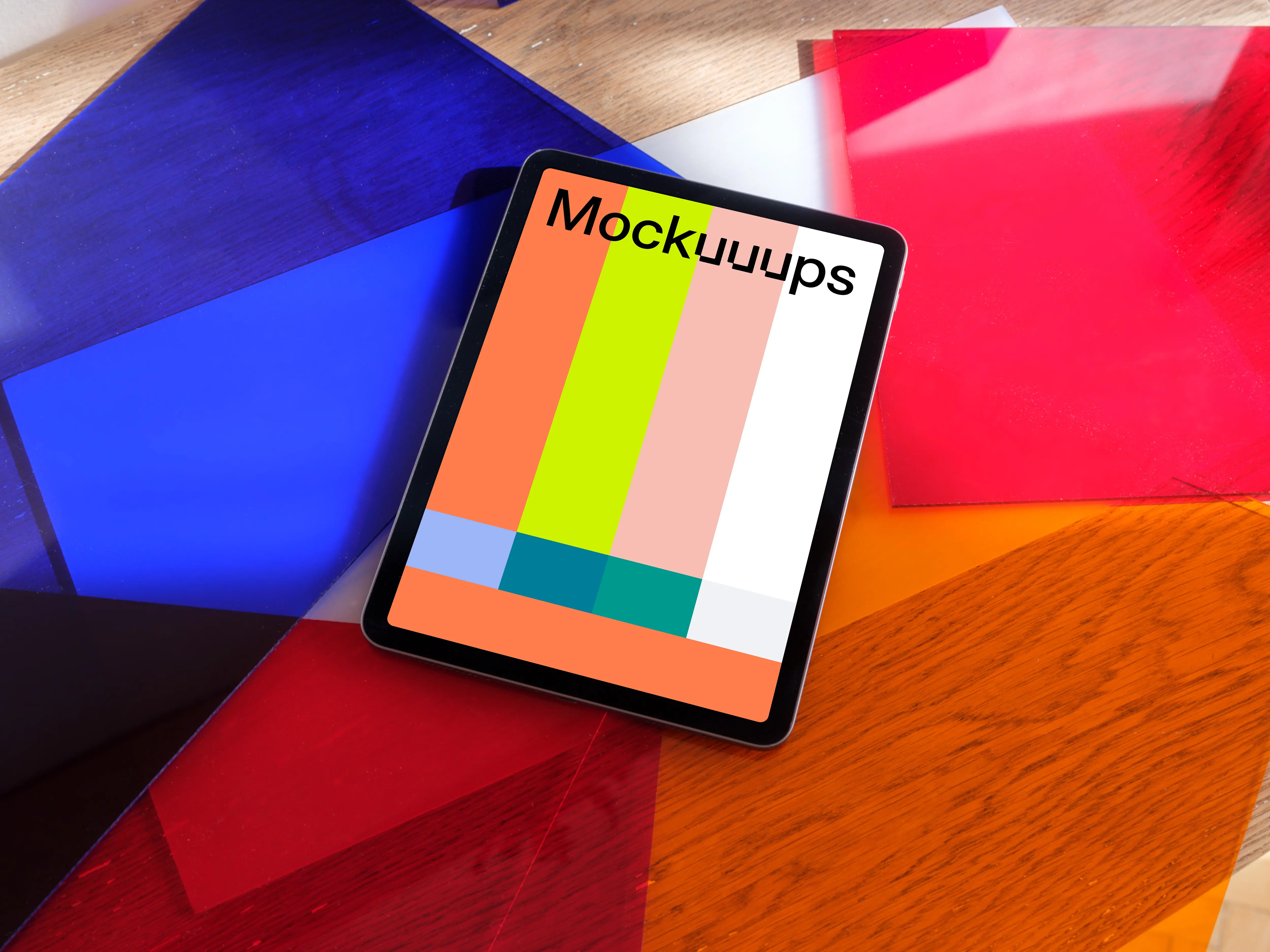 Colorful background and iPad mockup