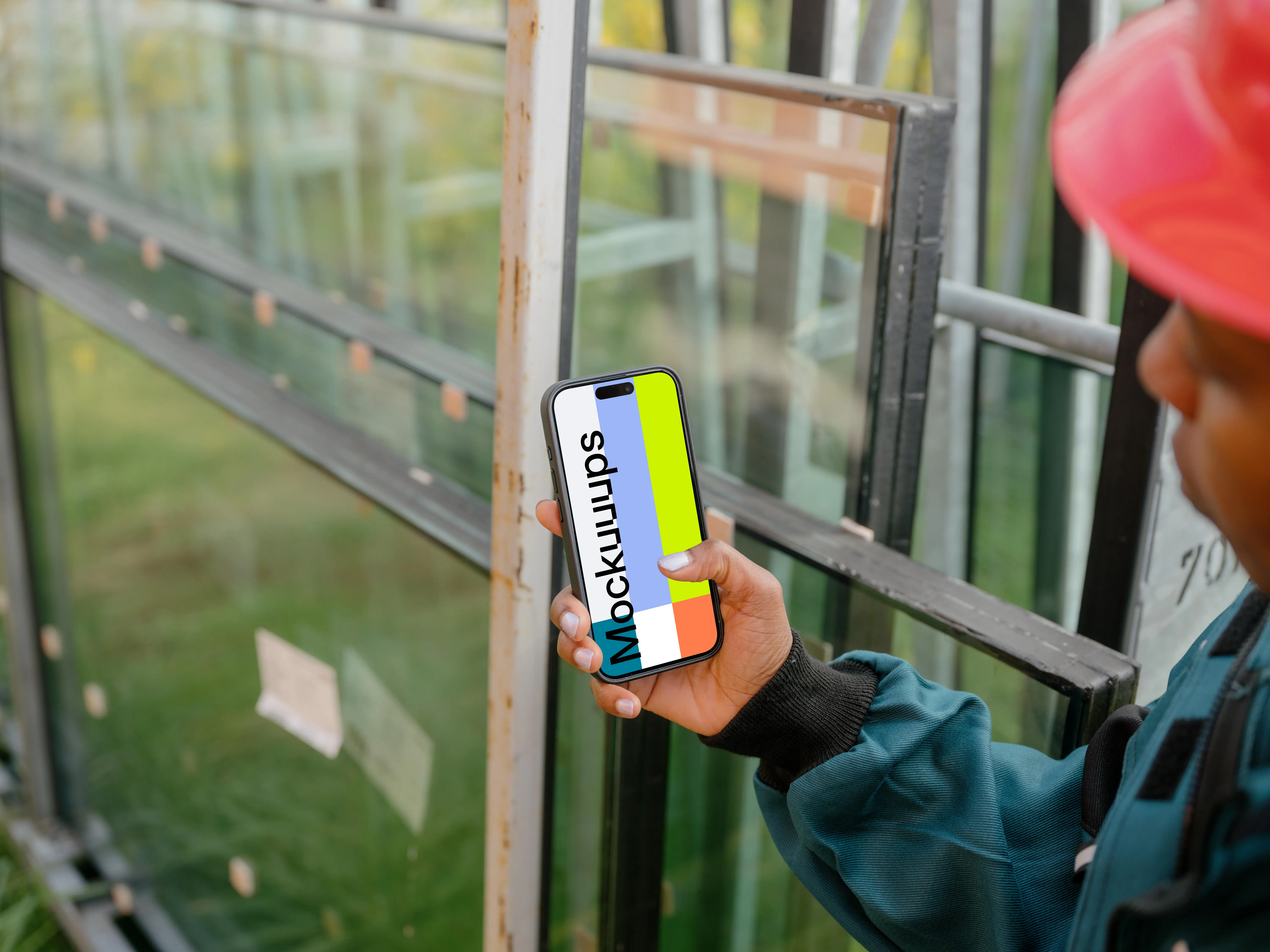 Construction project with an iPhone 15 Pro mockup