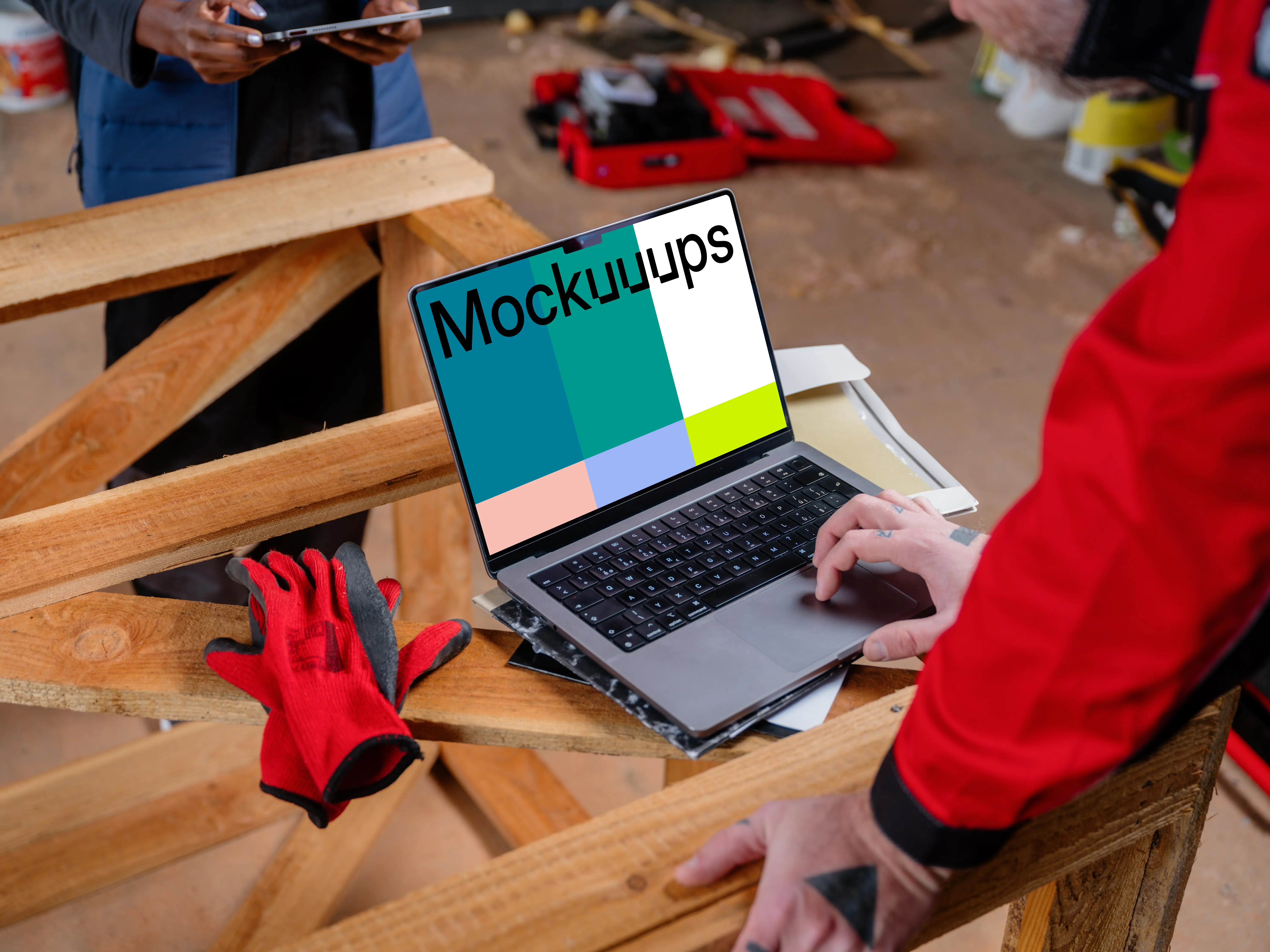 Construction themed MacBook Pro Mockup