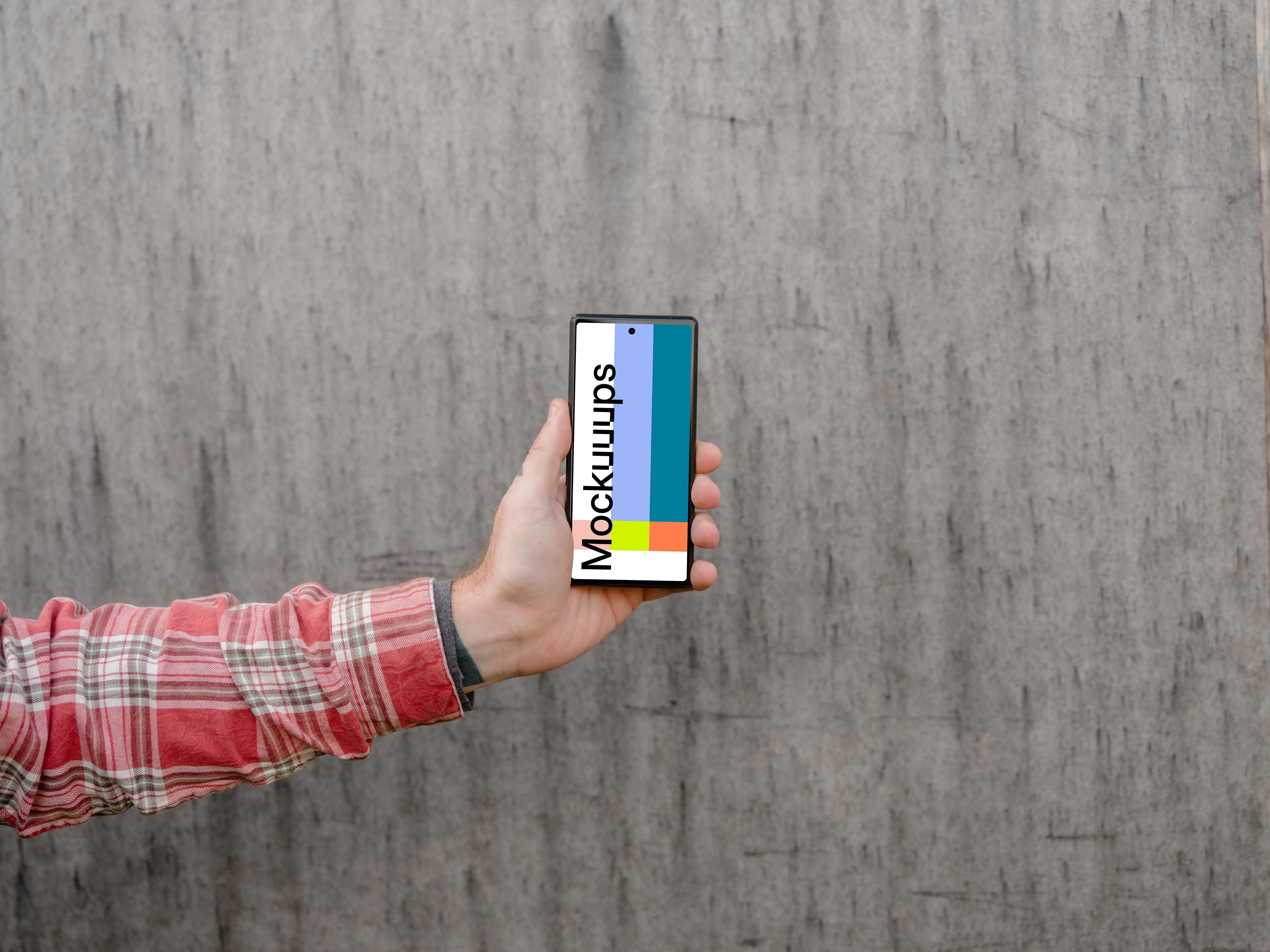 Construction worker with a Google Pixel mockup