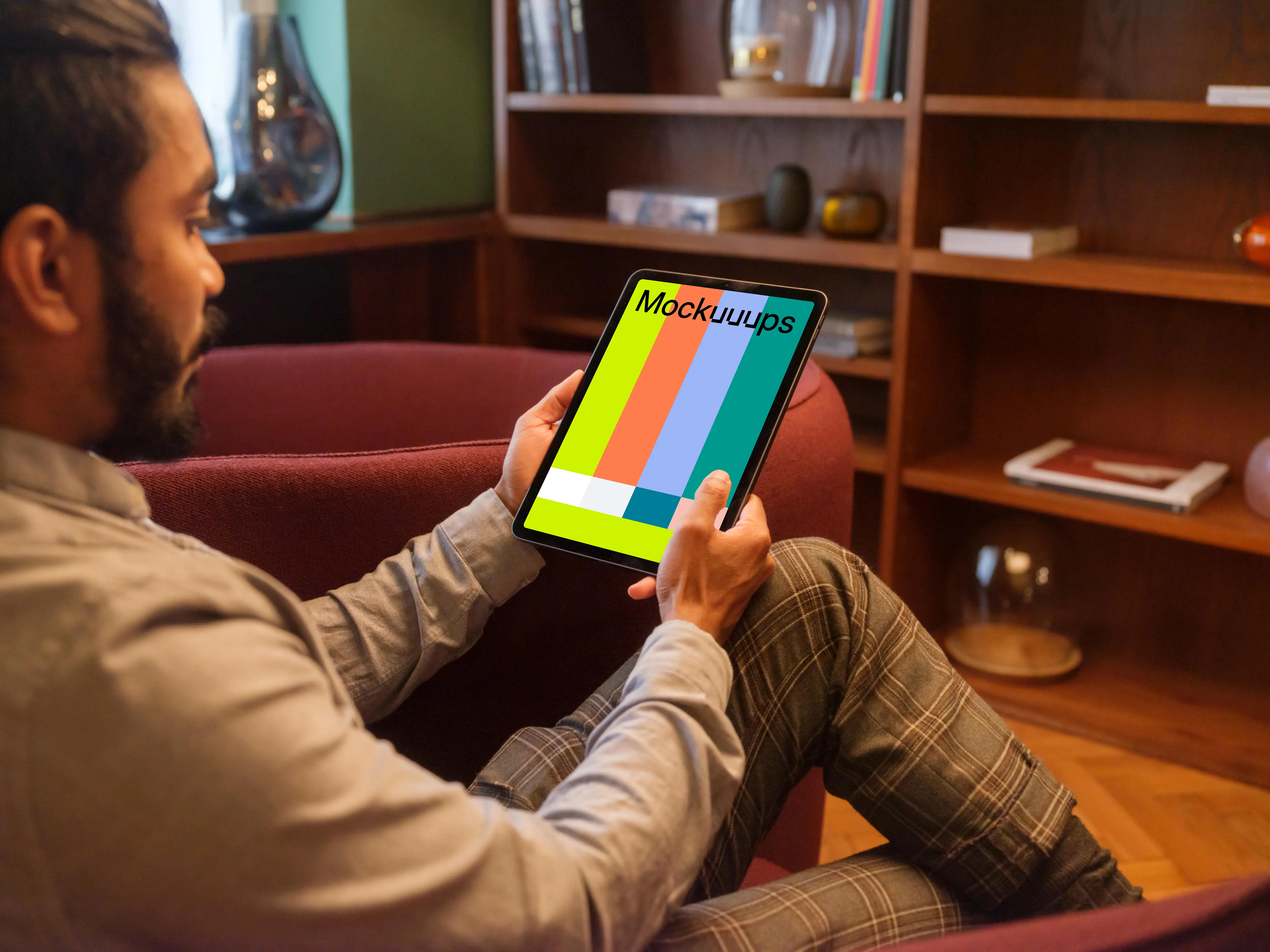 Cozy office setting with a iPad mockup