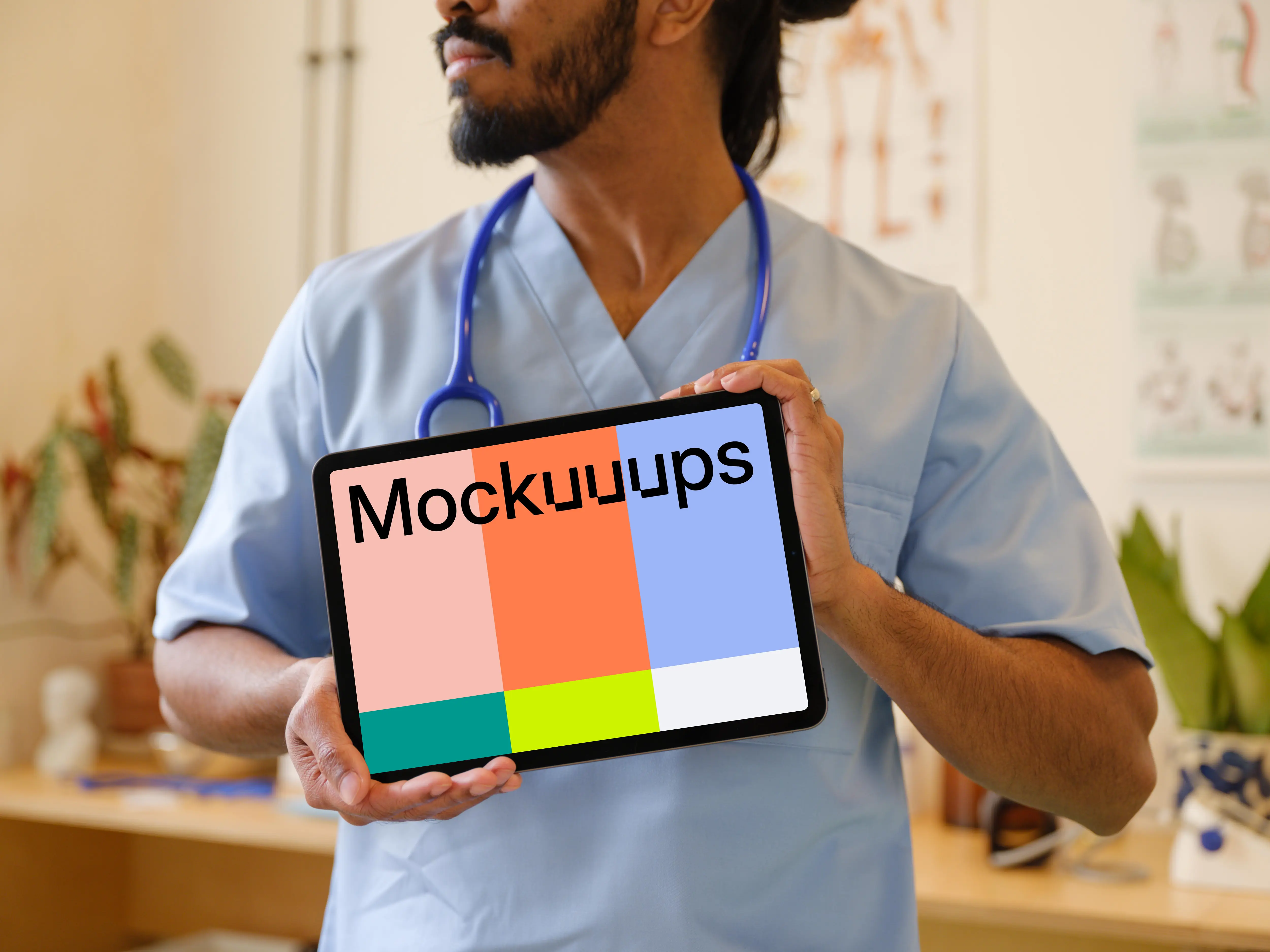 Doctor holding a tablet mockup