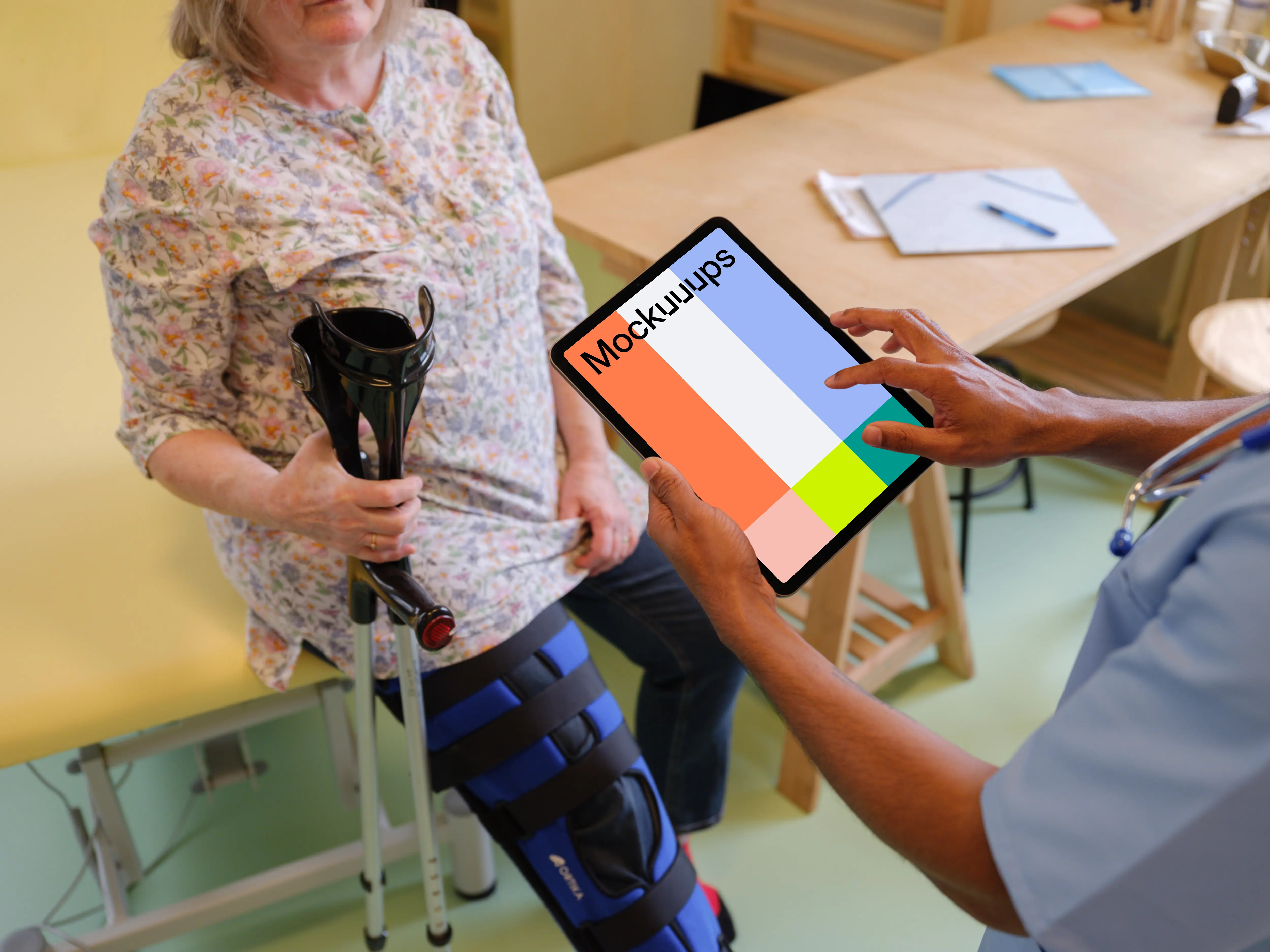 Doctor working on a tablet