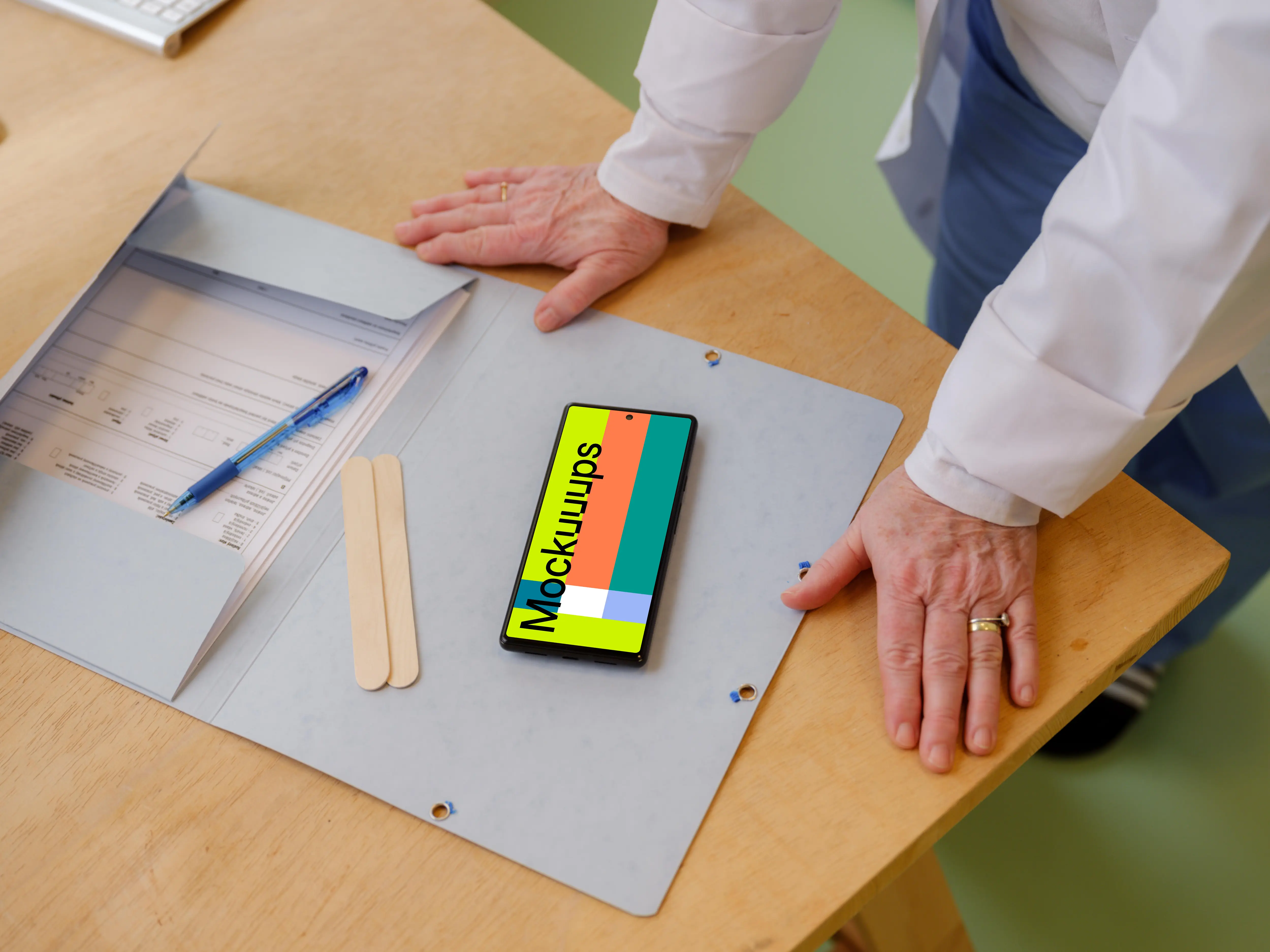 Doctor’s office with a smartphone mockup
