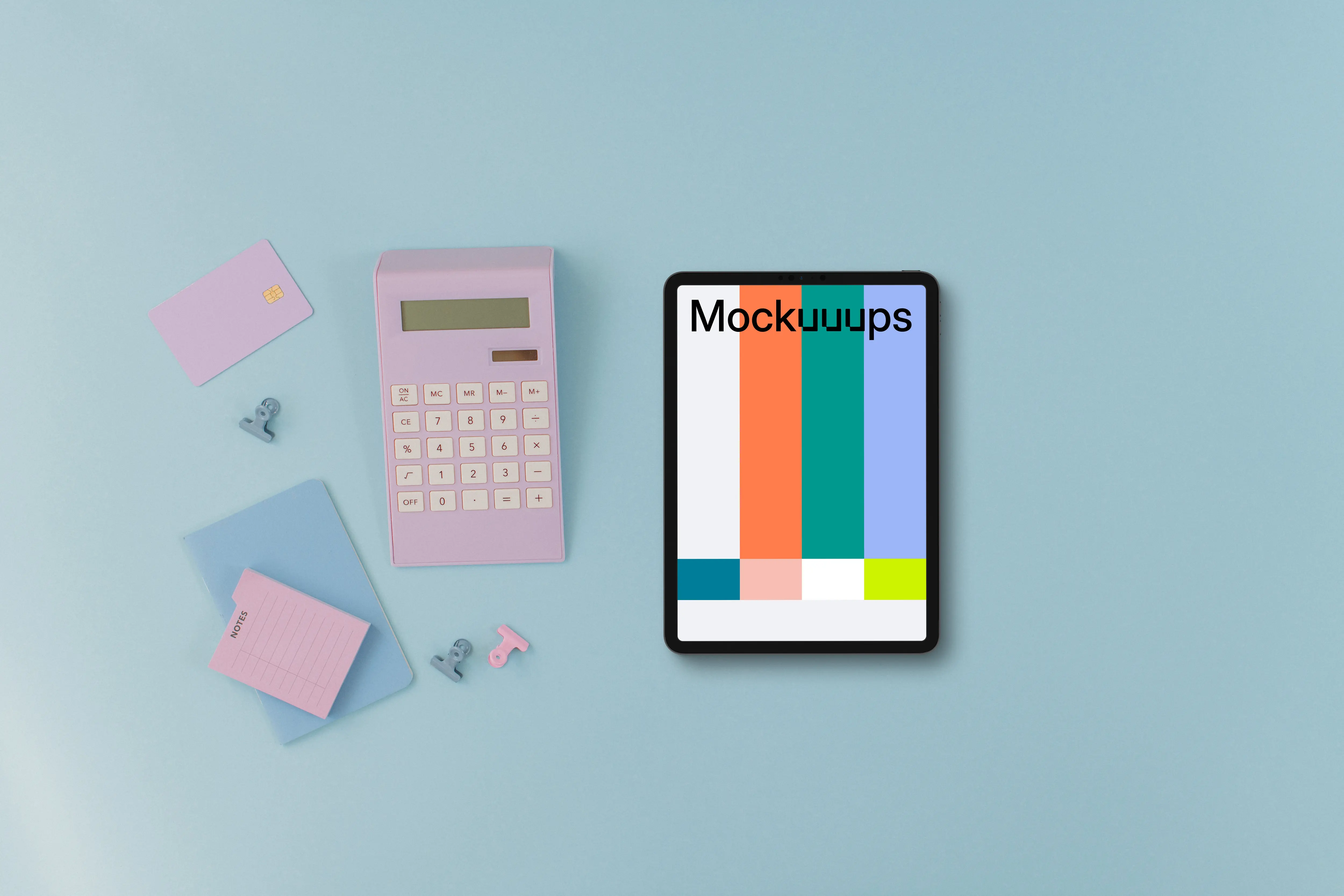 E-Commerce tablet mockup with light blue background