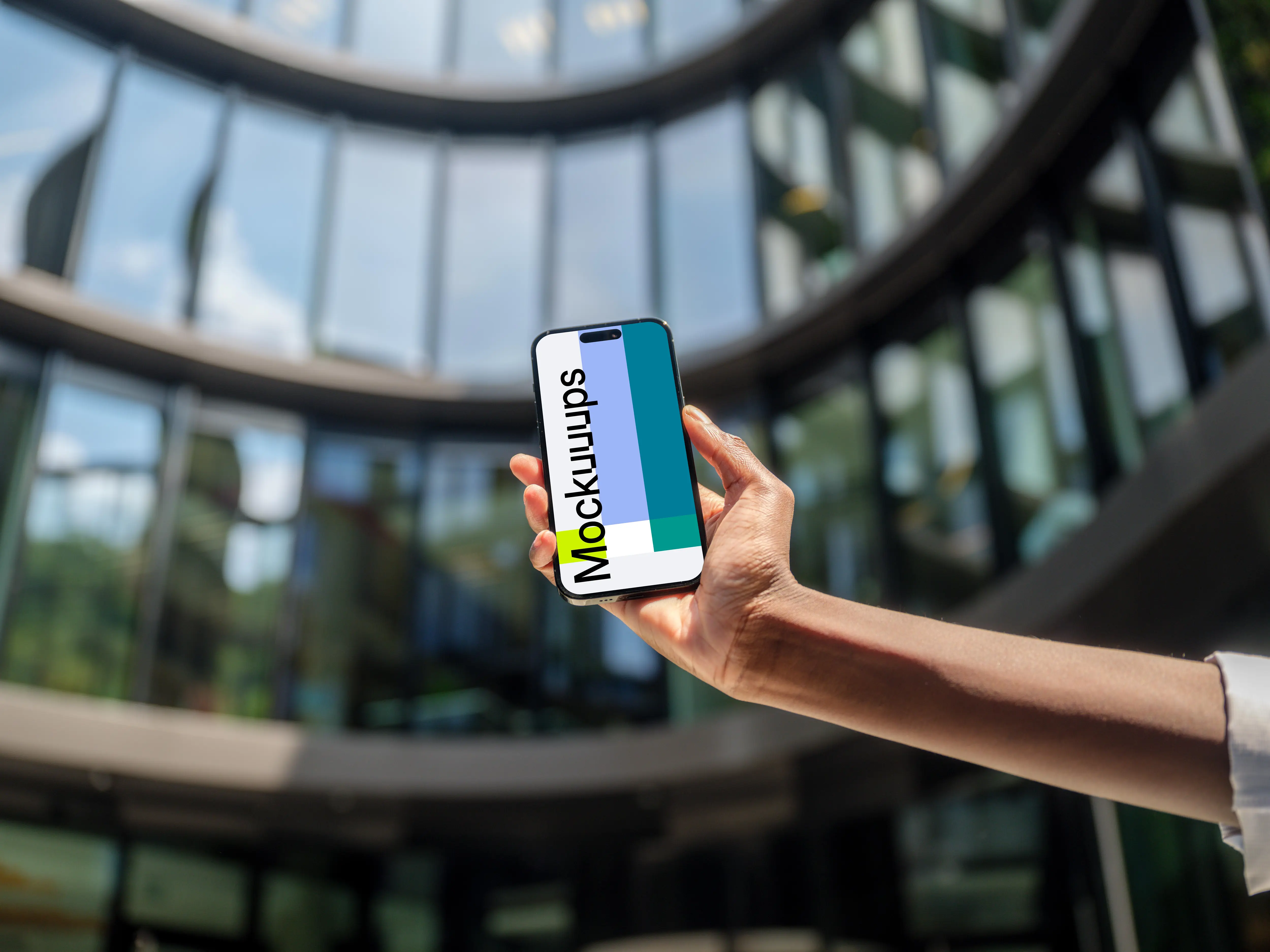 Entrepreneur holding a iPhone mockup in her hand