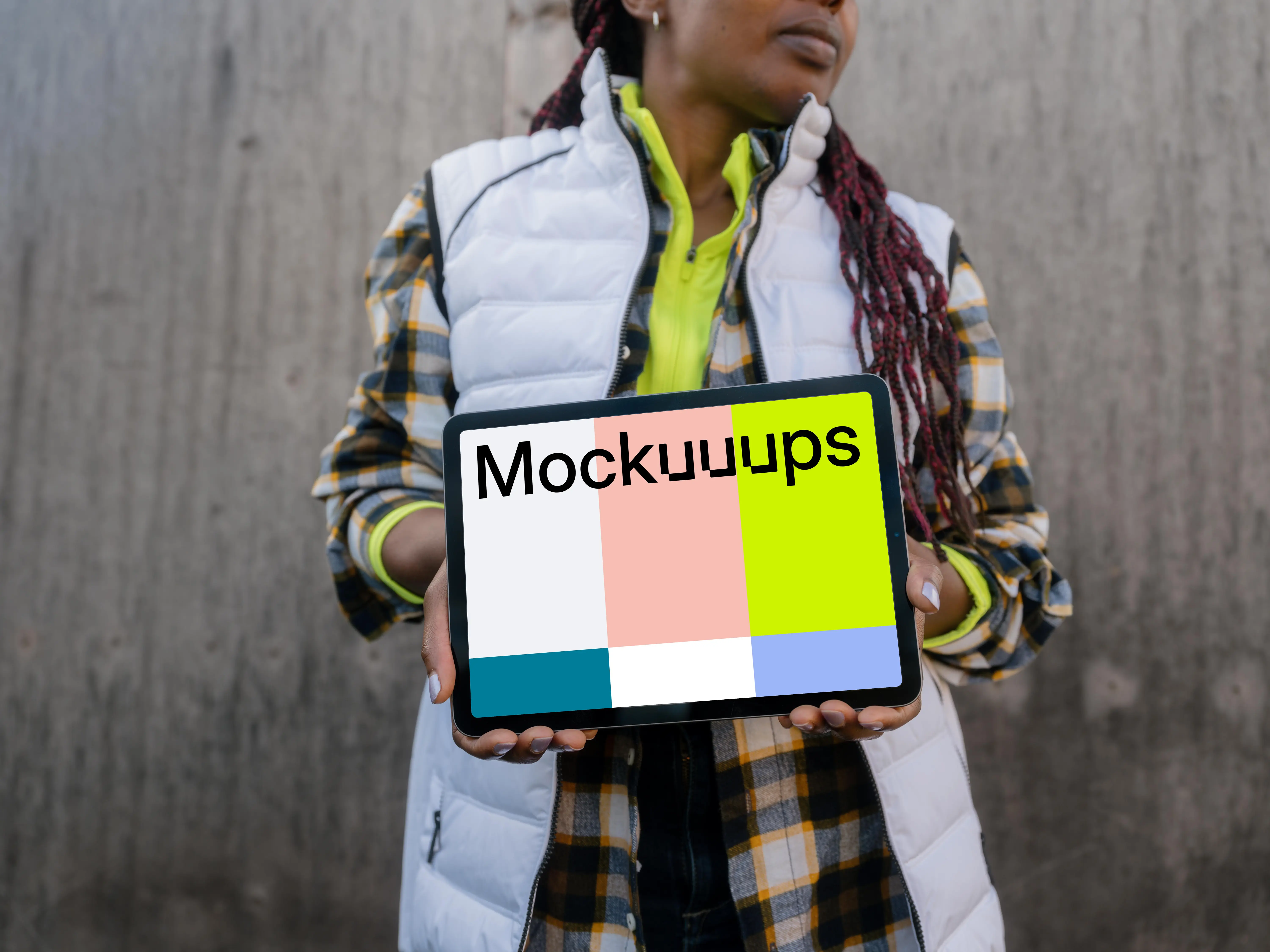 Female architect presenting an iPad mockup