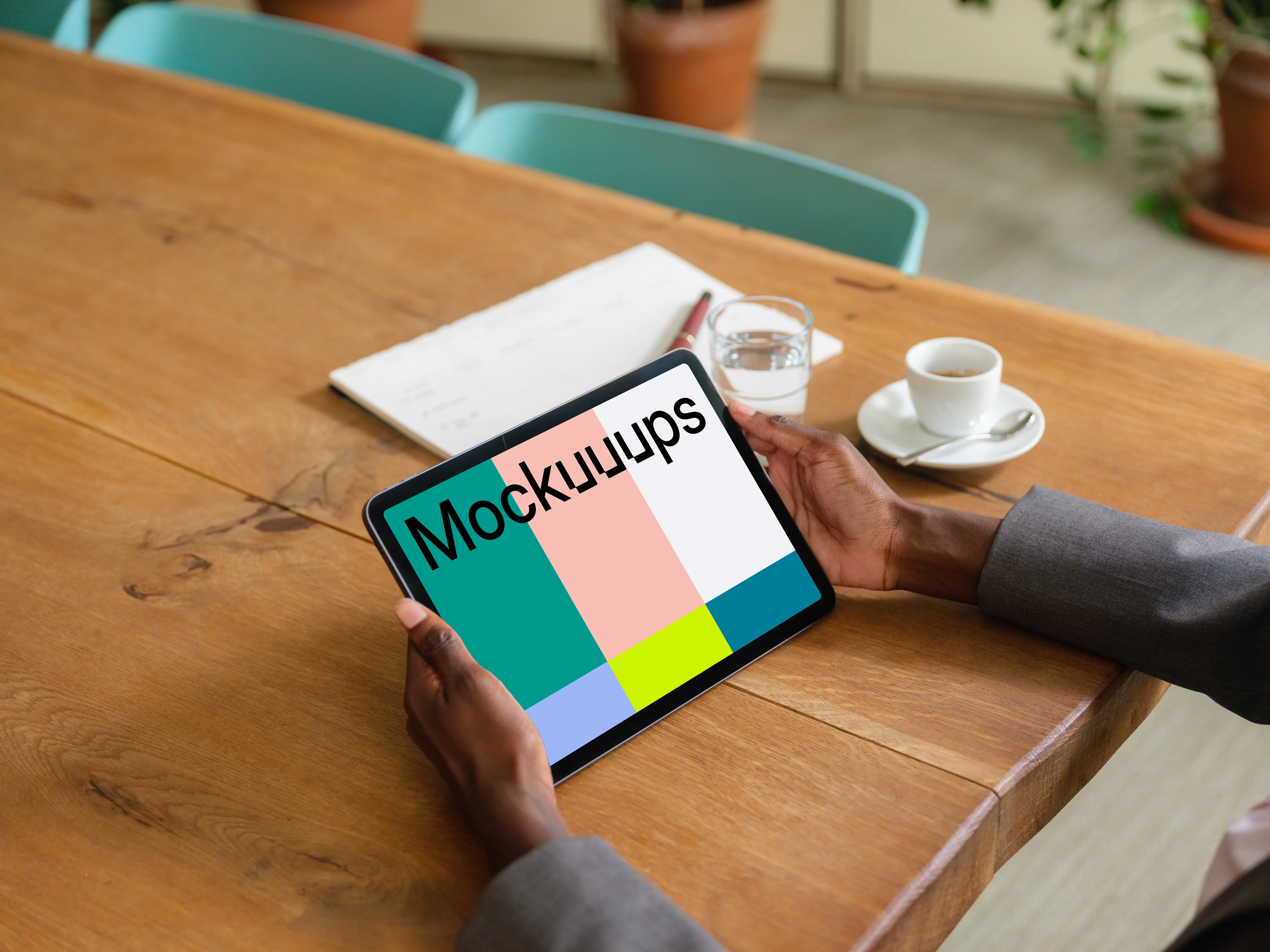 Female entrepreneur working on an iPad Air mockup