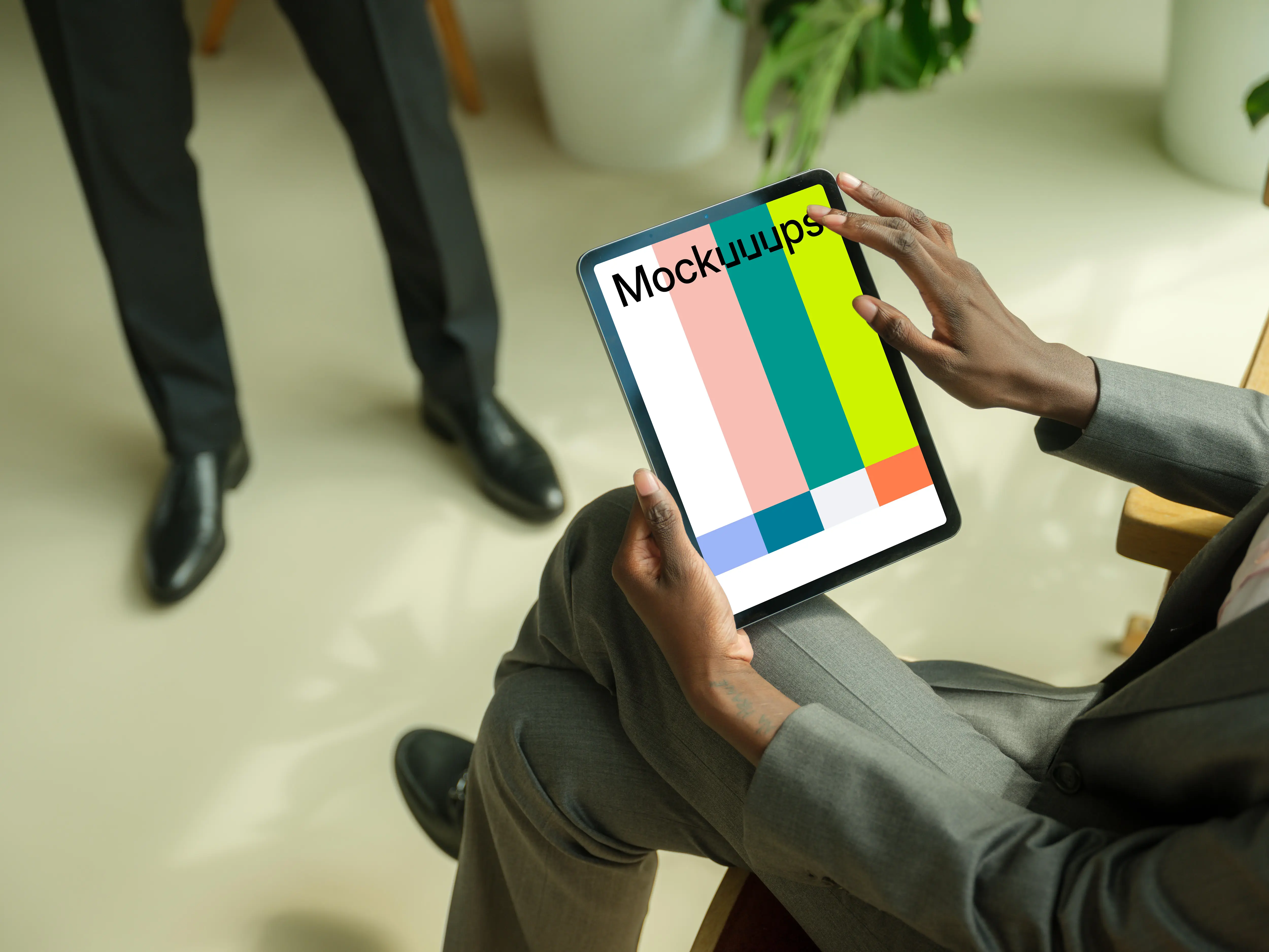 Female entrepreneur working on iPad Air mockup