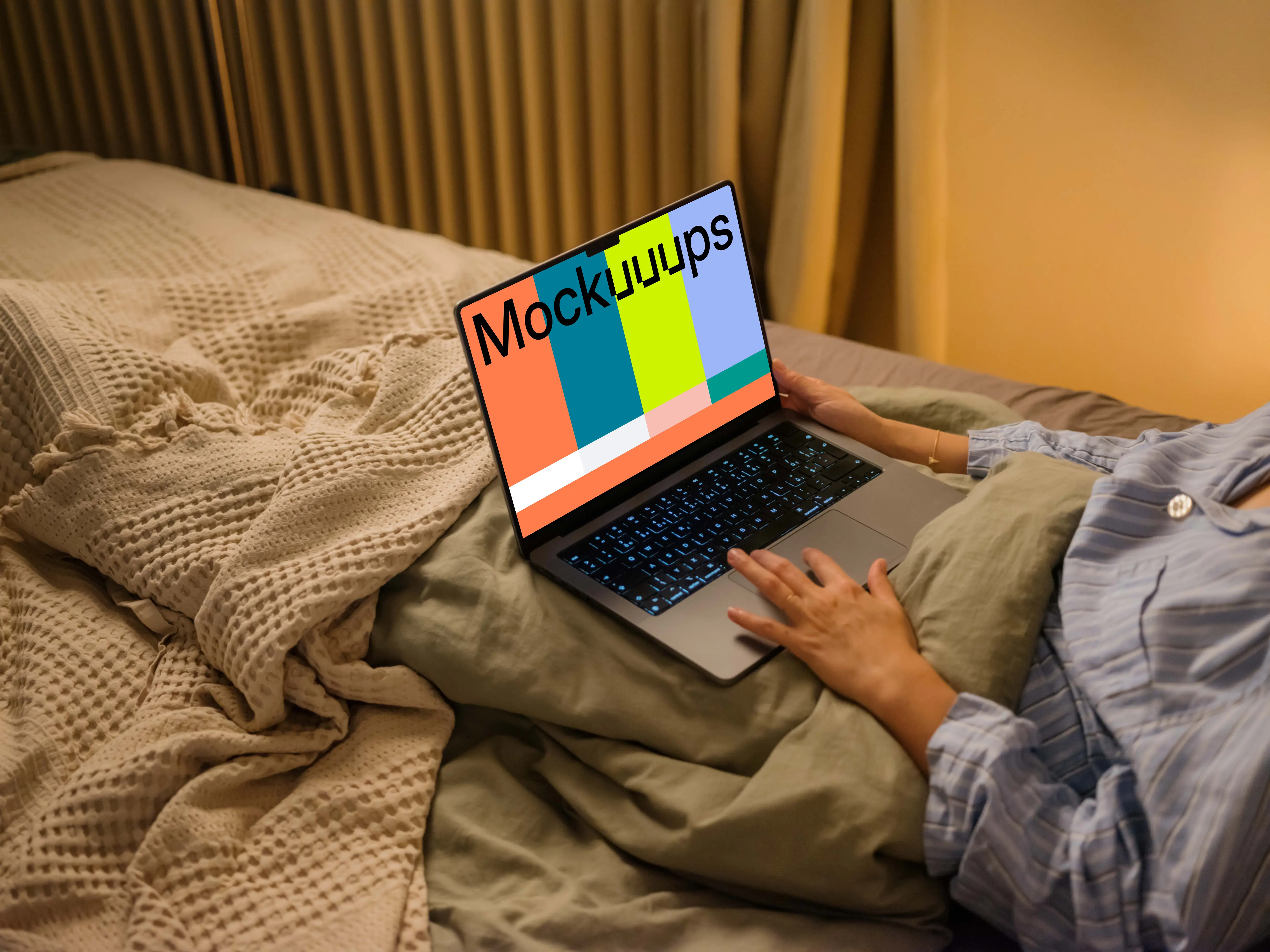 Female hand working on a MacBook Pro 14 mockup