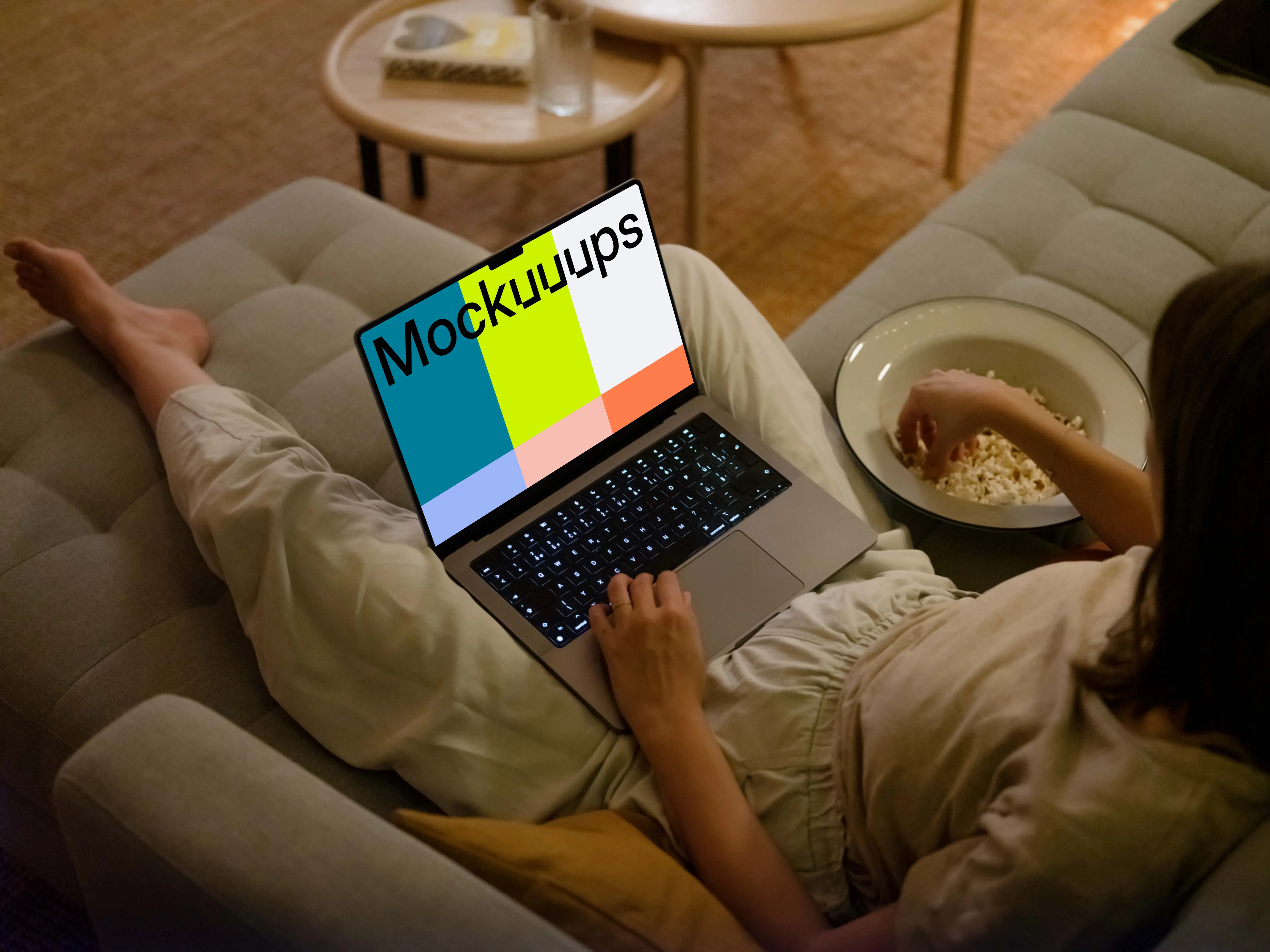 Female hand working on MacBook Pro mockup