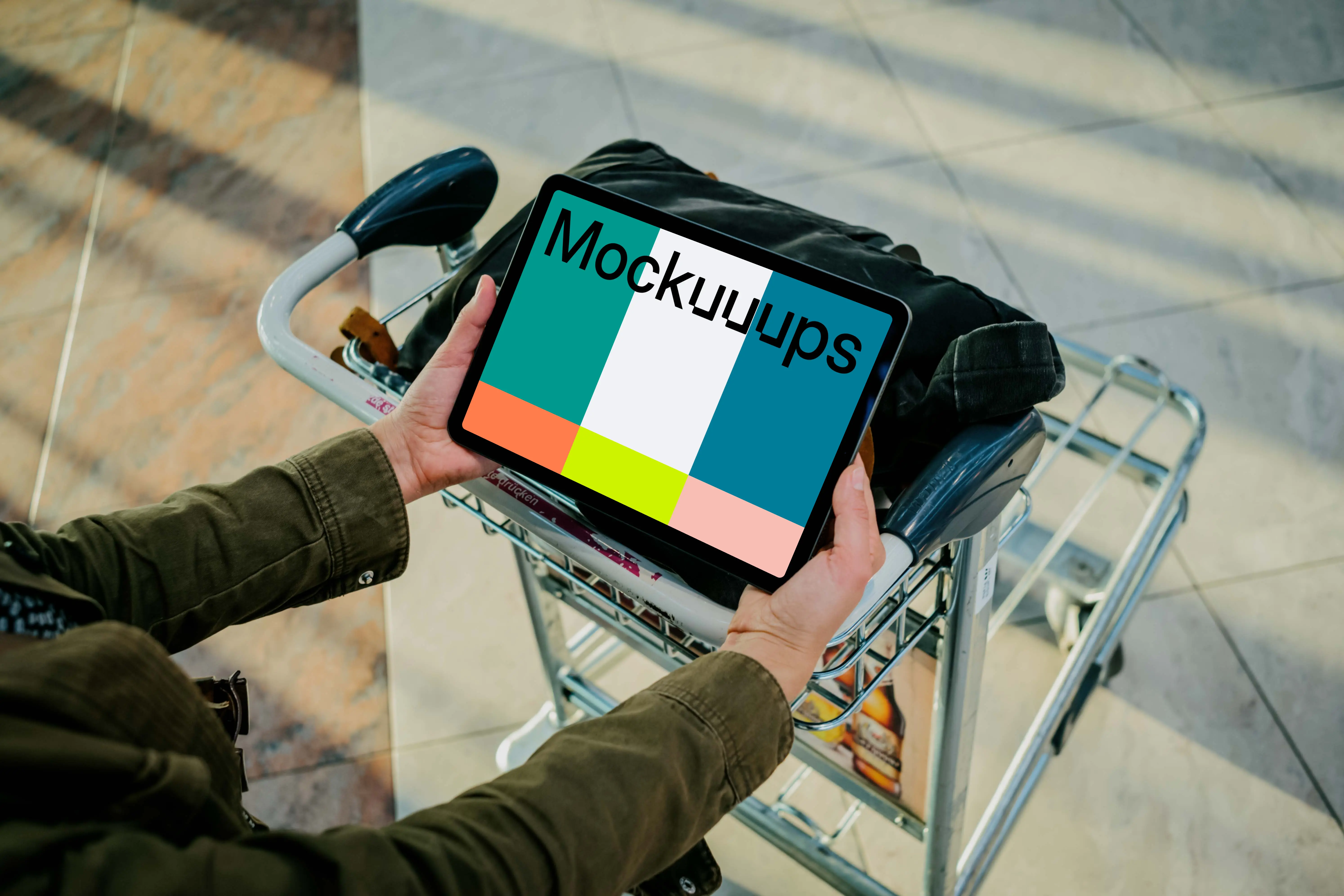 Female hands holding an iPad mockup