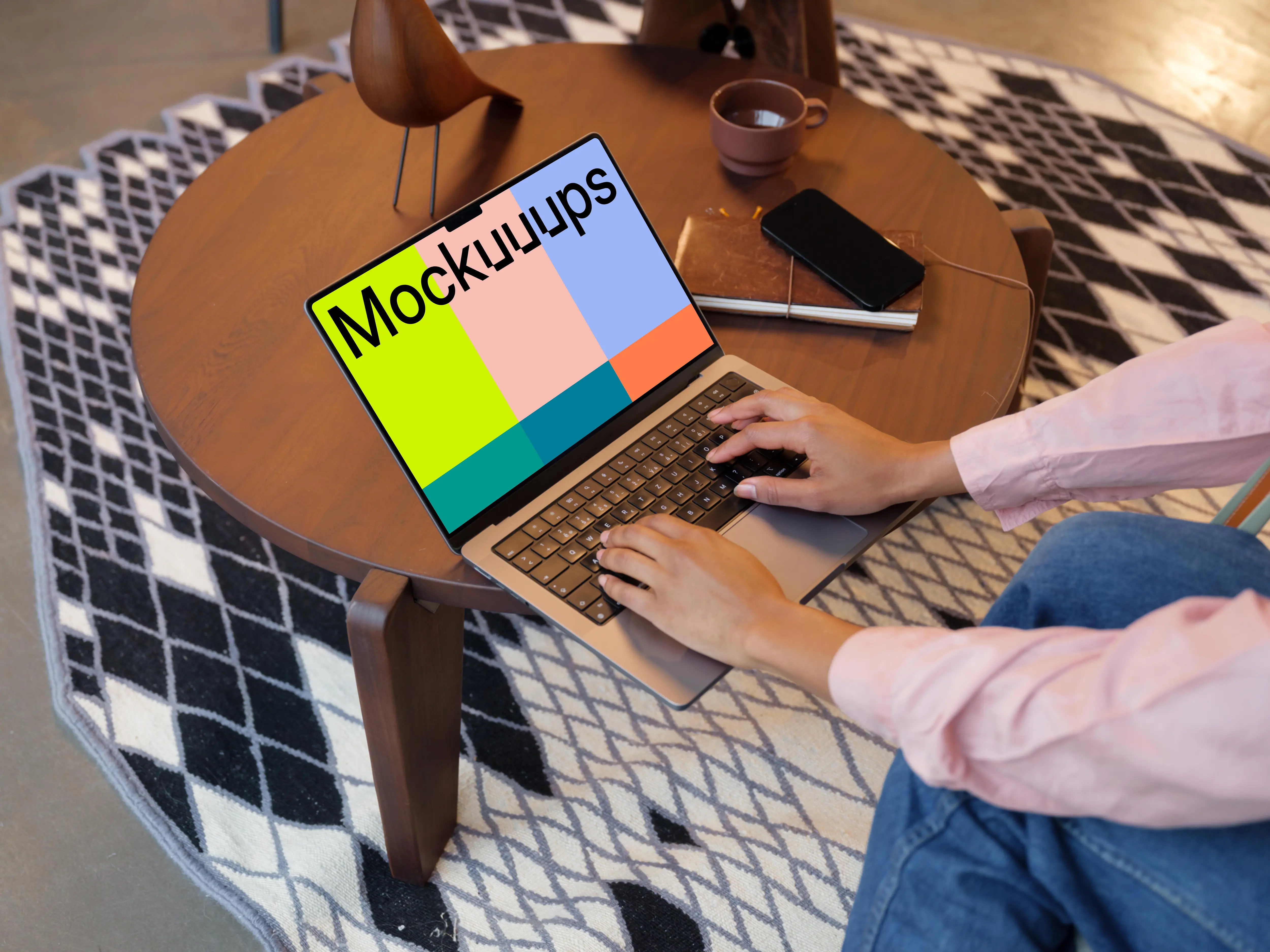 Female typing on a MacBook Pro 14 mockup