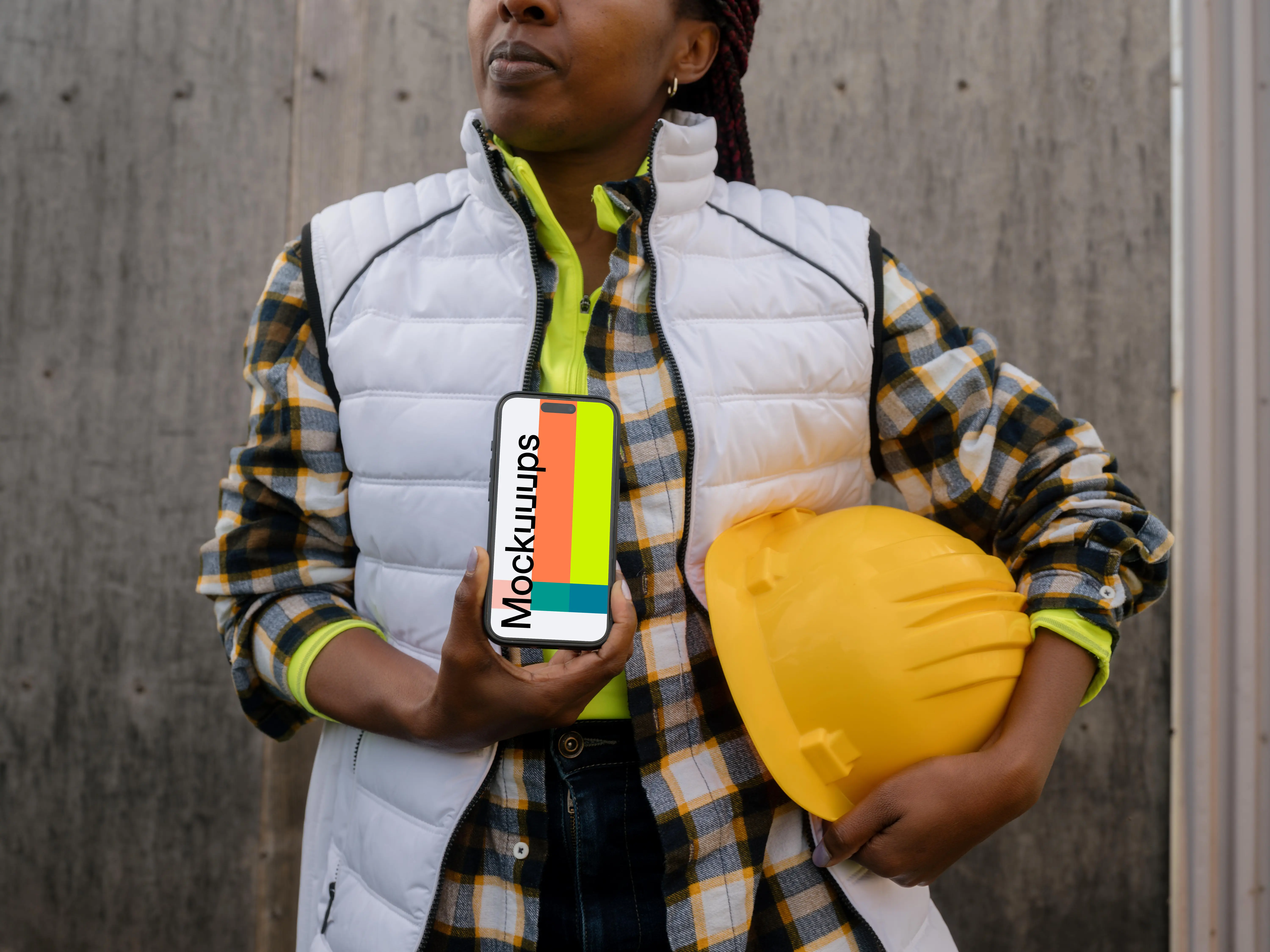 Free Construction iPhone 15 Pro Mockup