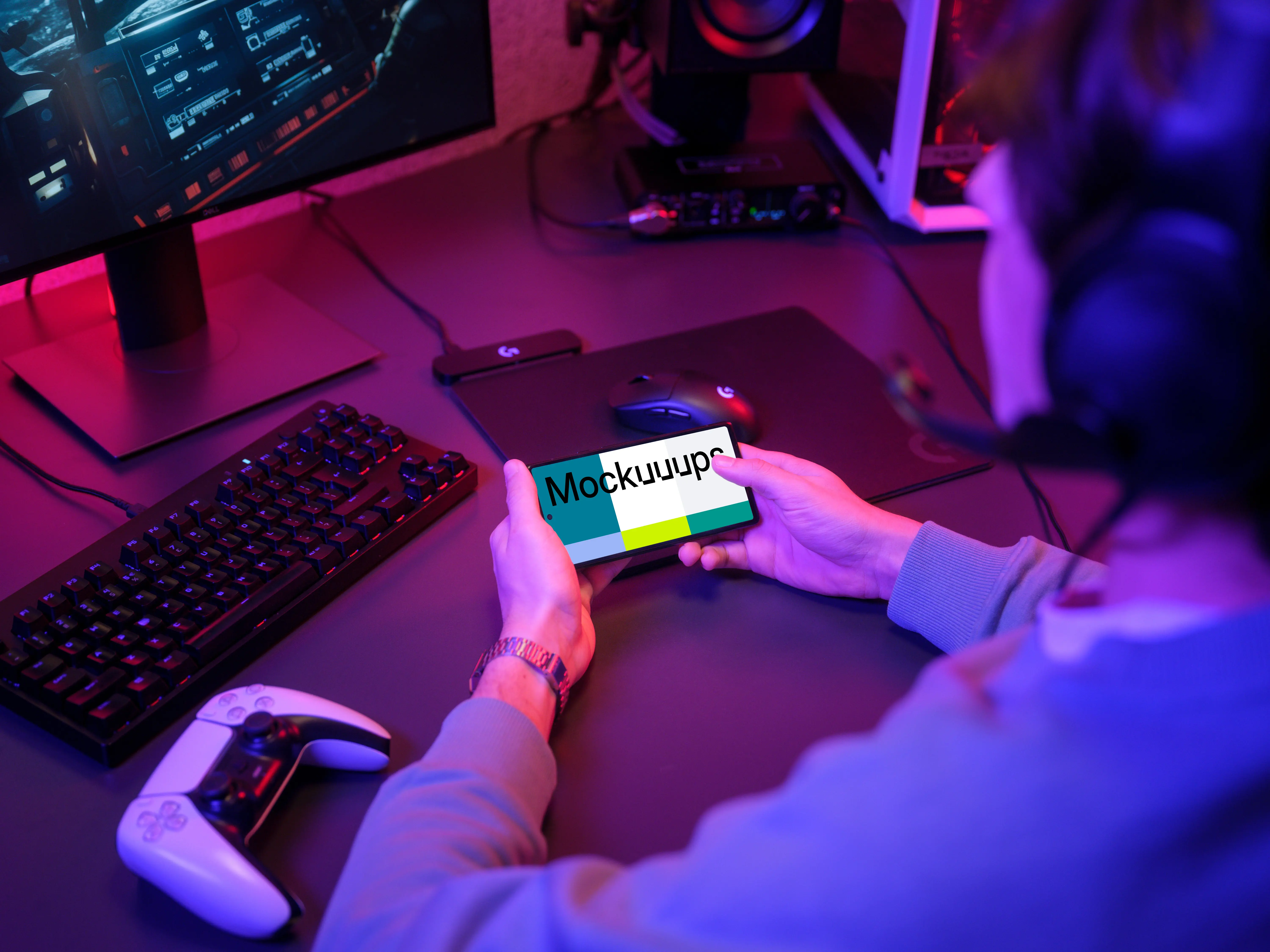 Google Pixel 6 mockup in Gaming Environment