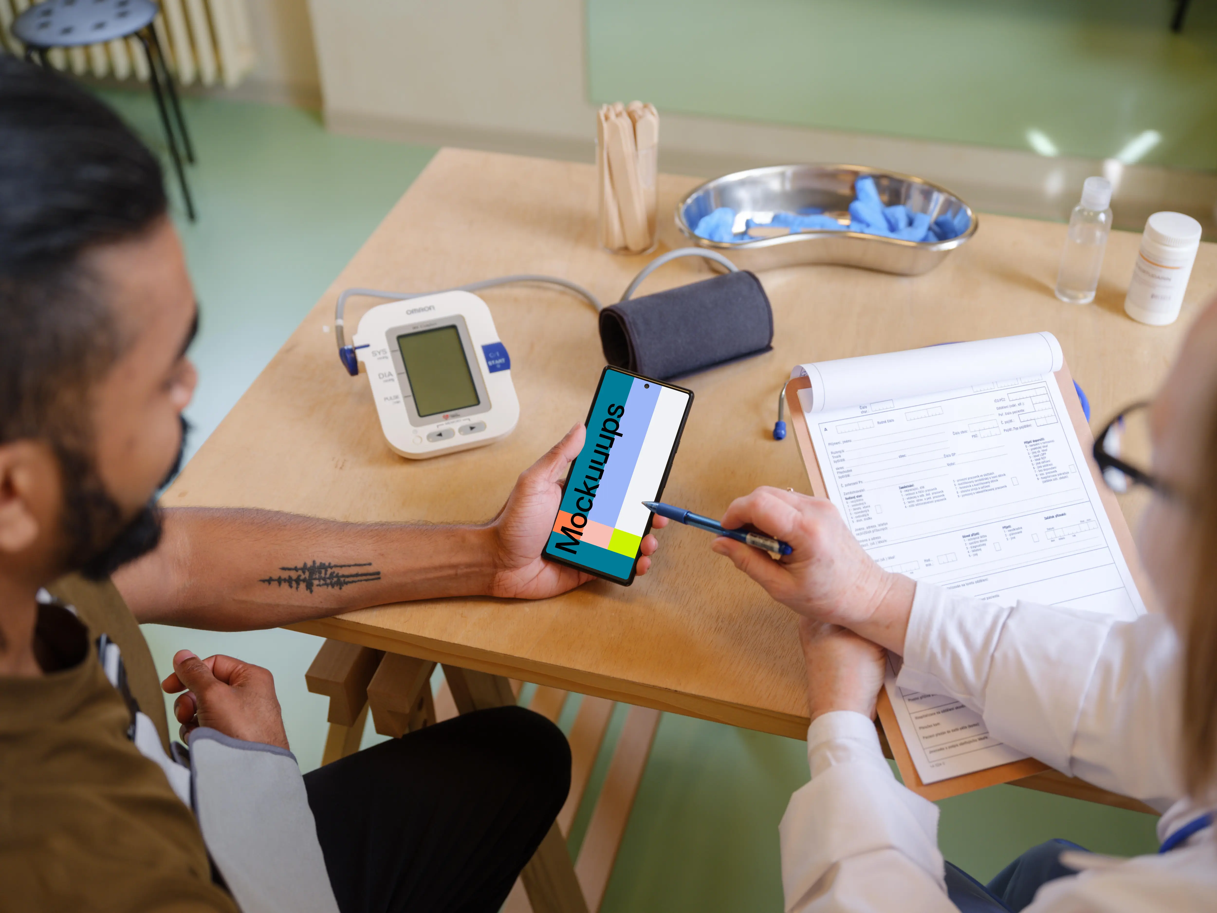 Google Pixel 6 mockup in the patient’s hand