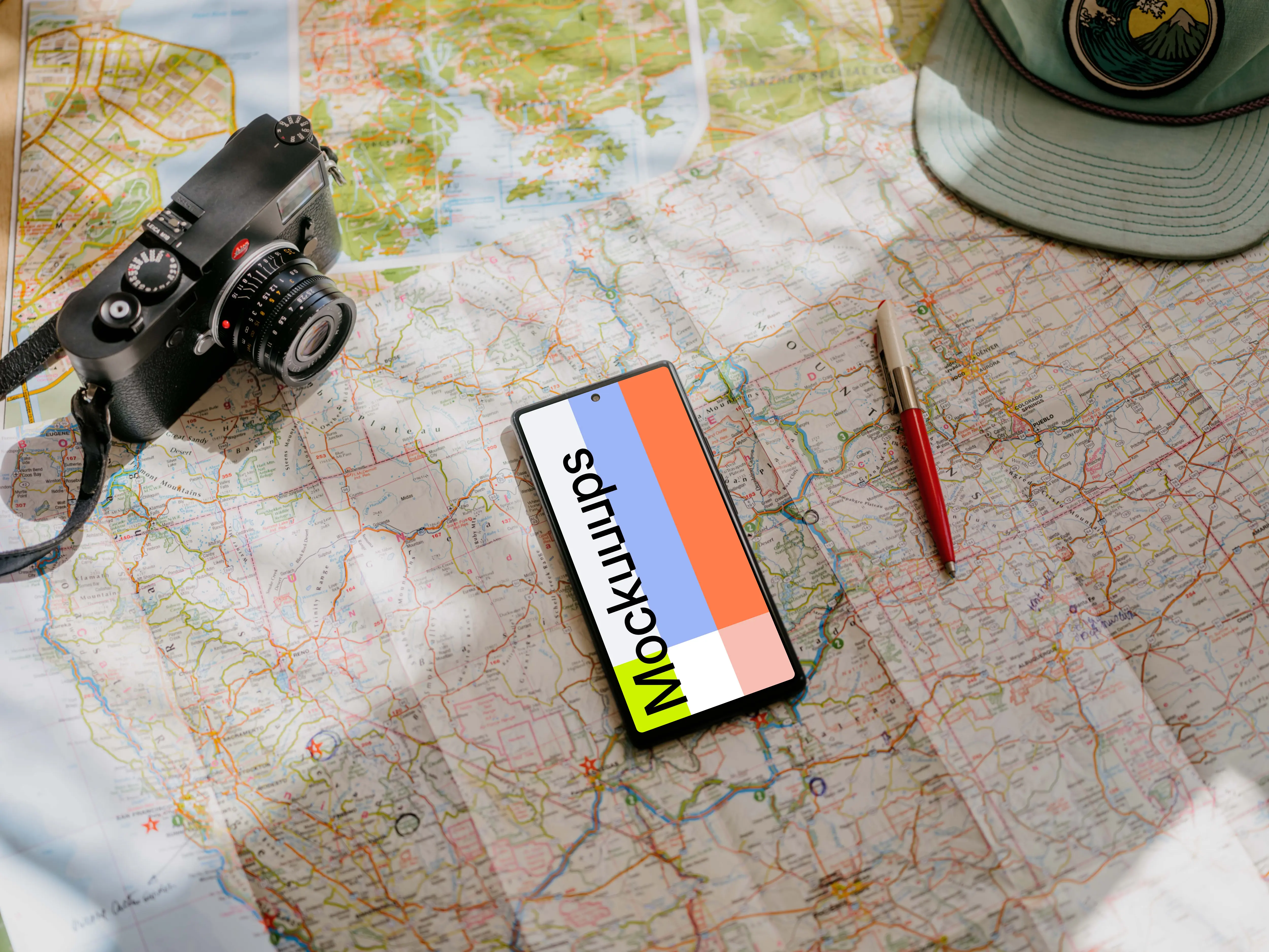 Google Pixel 6 mockup on a map