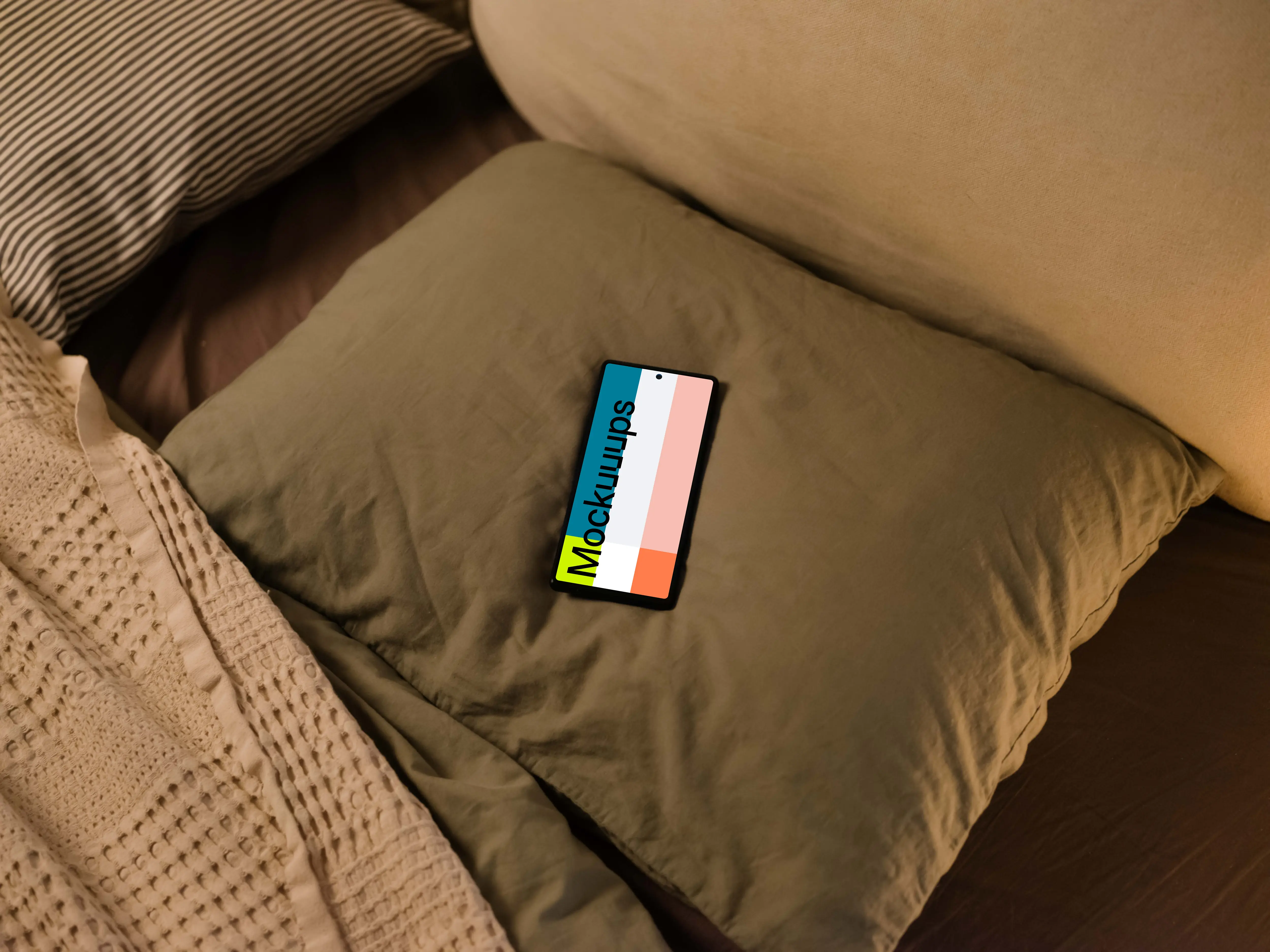 Google Pixel 6 mockup on pillow
