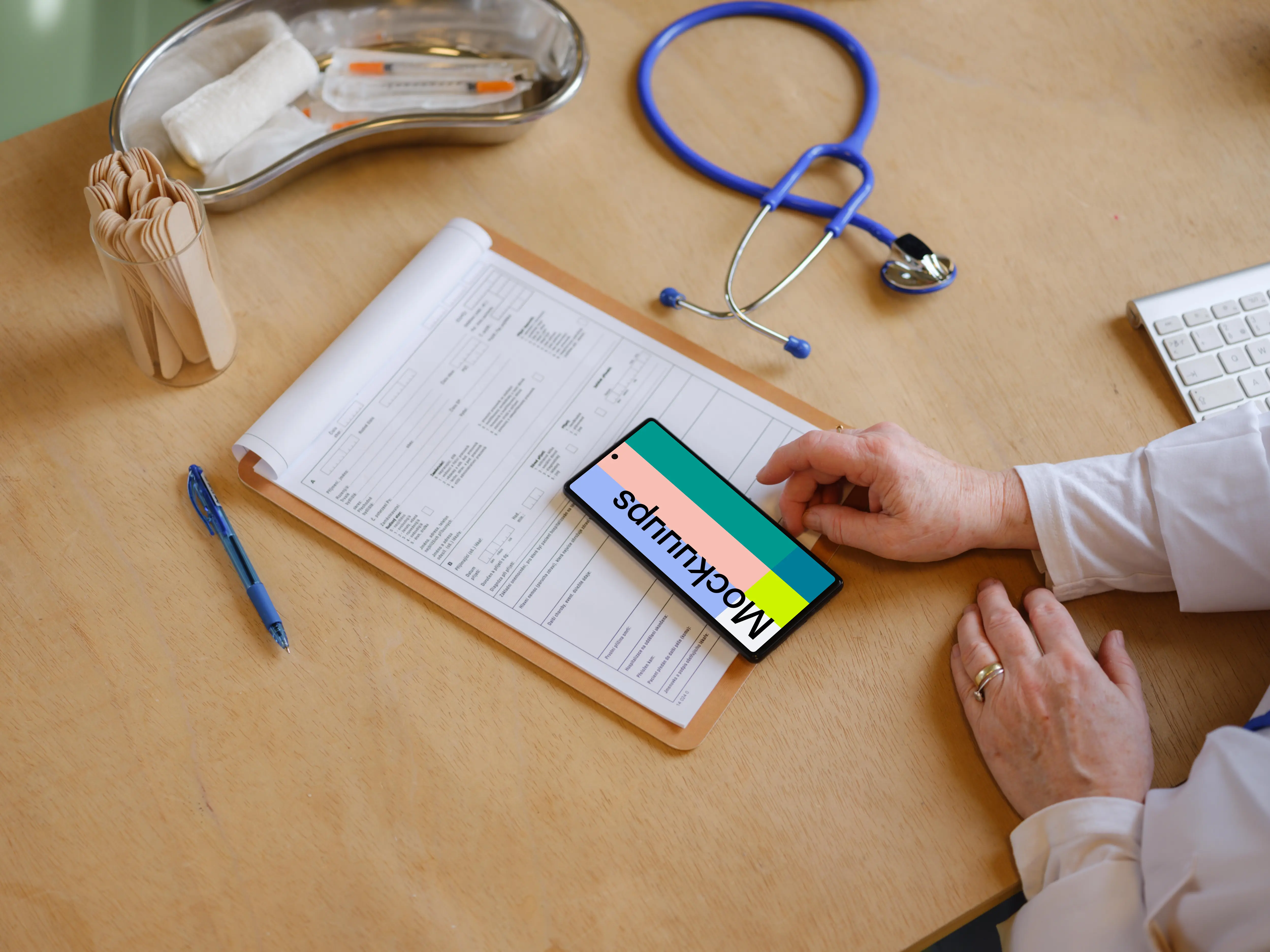 Google Pixel 6 mockup on the medical report