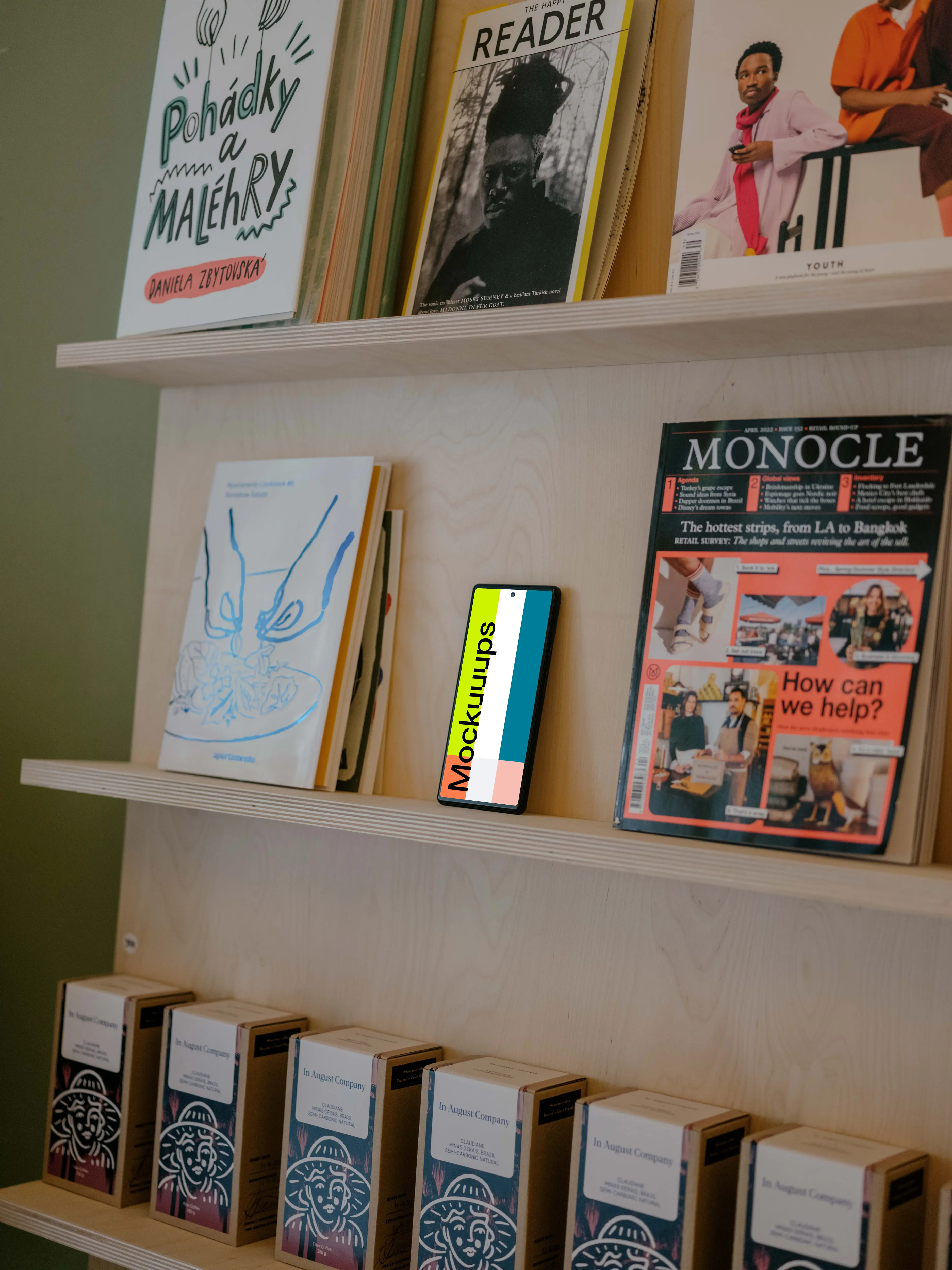 Google Pixel 6 mockup with books