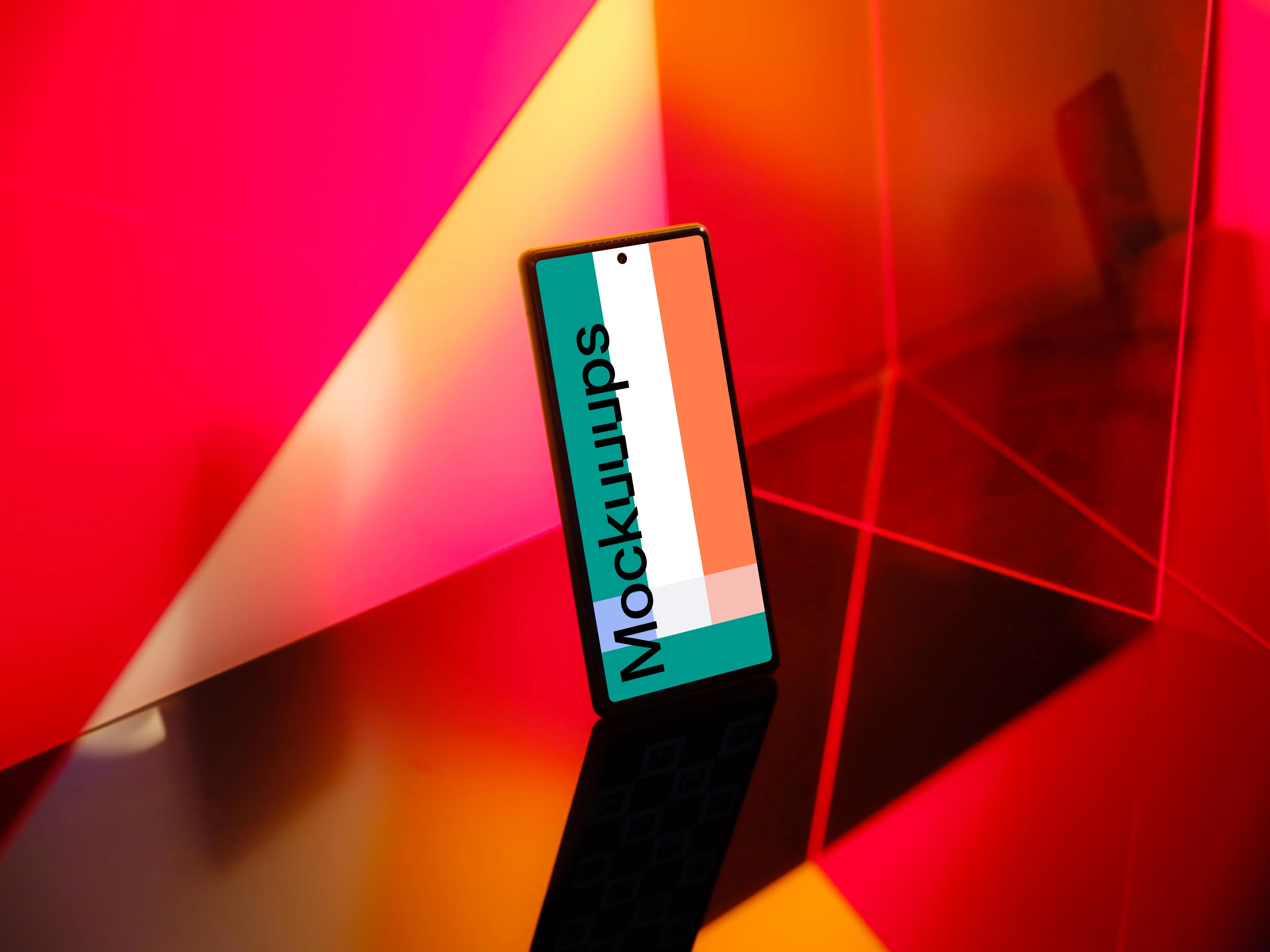 Google Pixel 6 mockup with red themed background