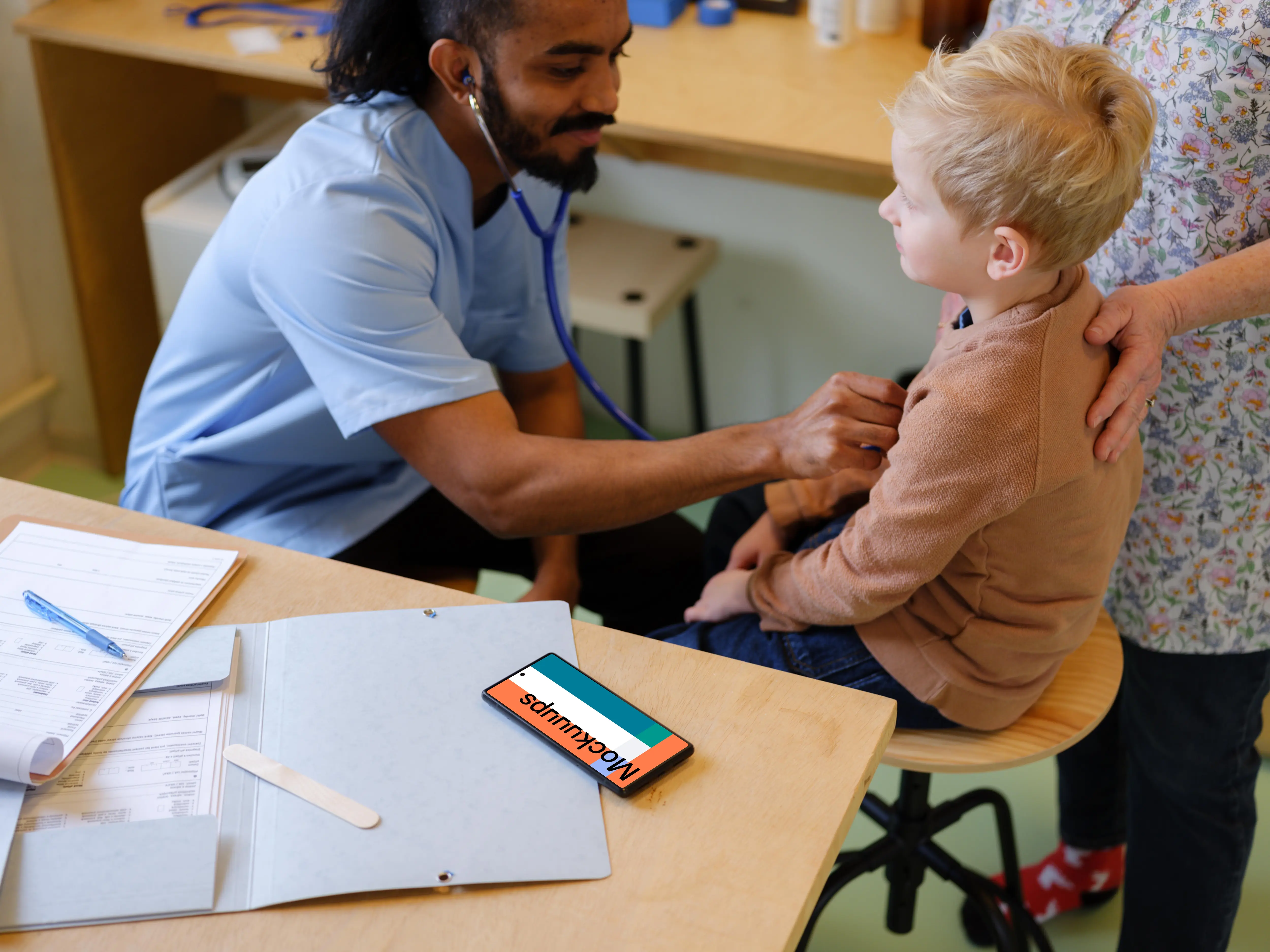 Google Pixel in the children's doctor's office