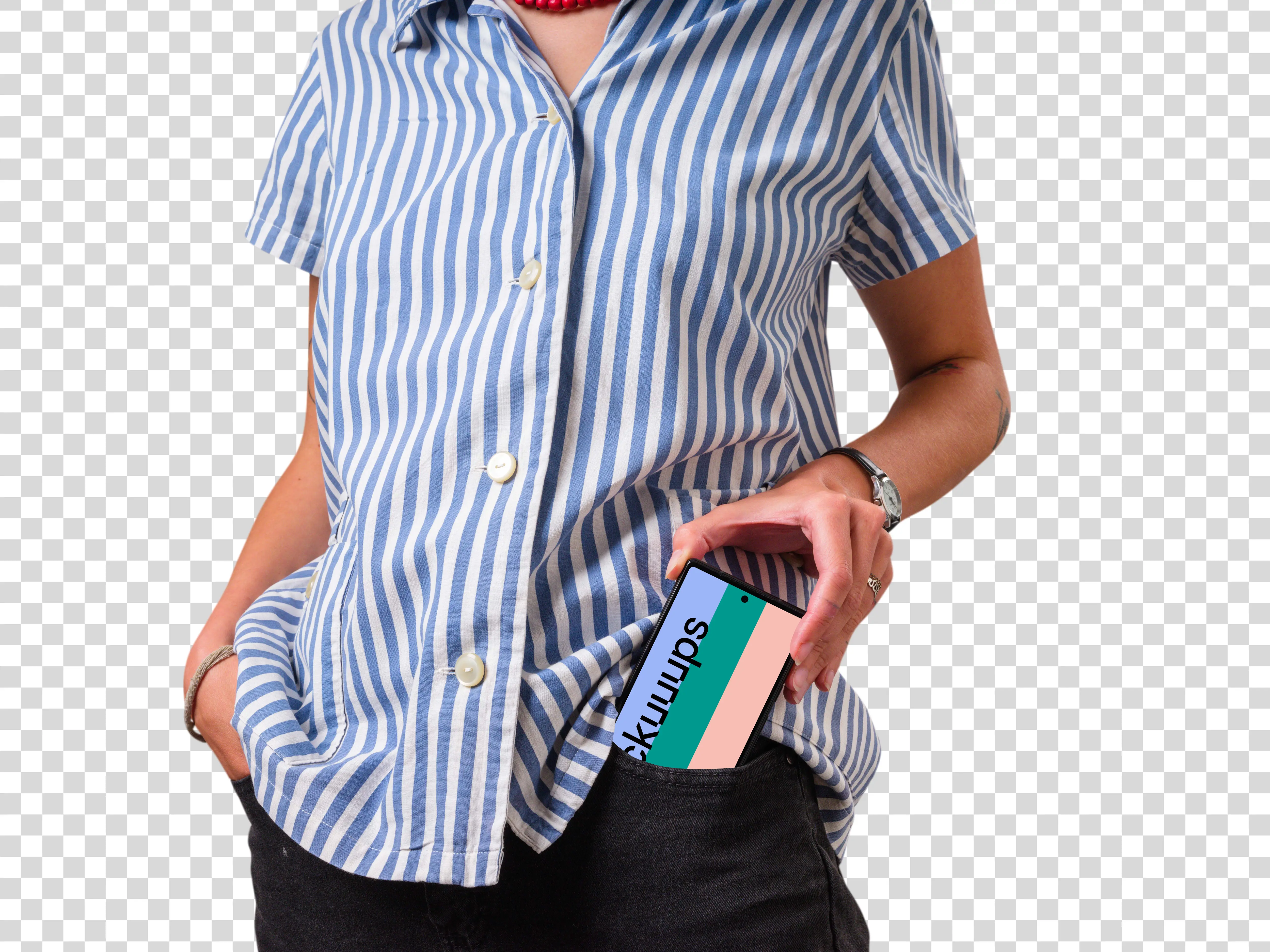 Google Pixel mockup in jeans pocket