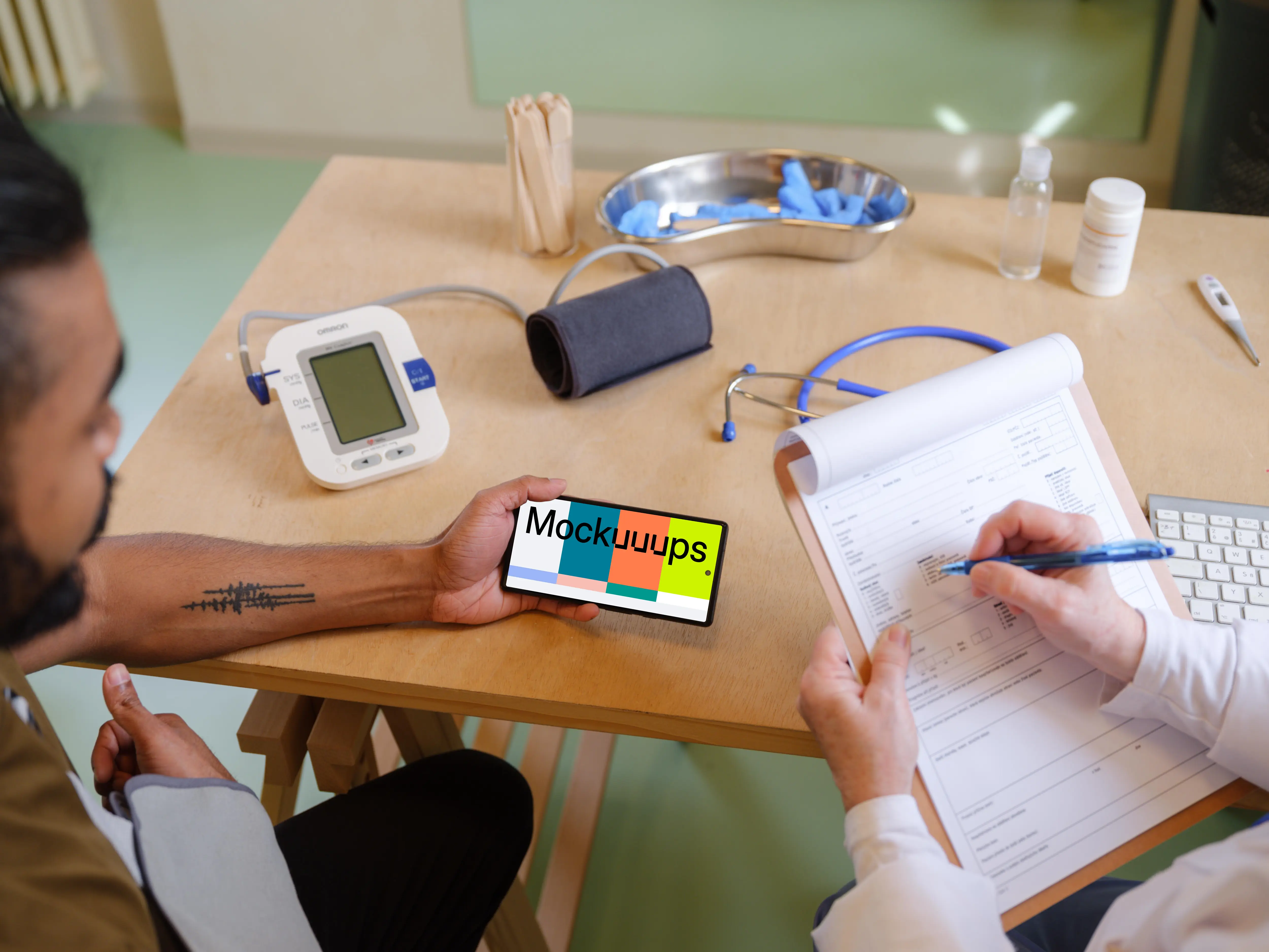 Google Pixel mockup in the patient’s hand