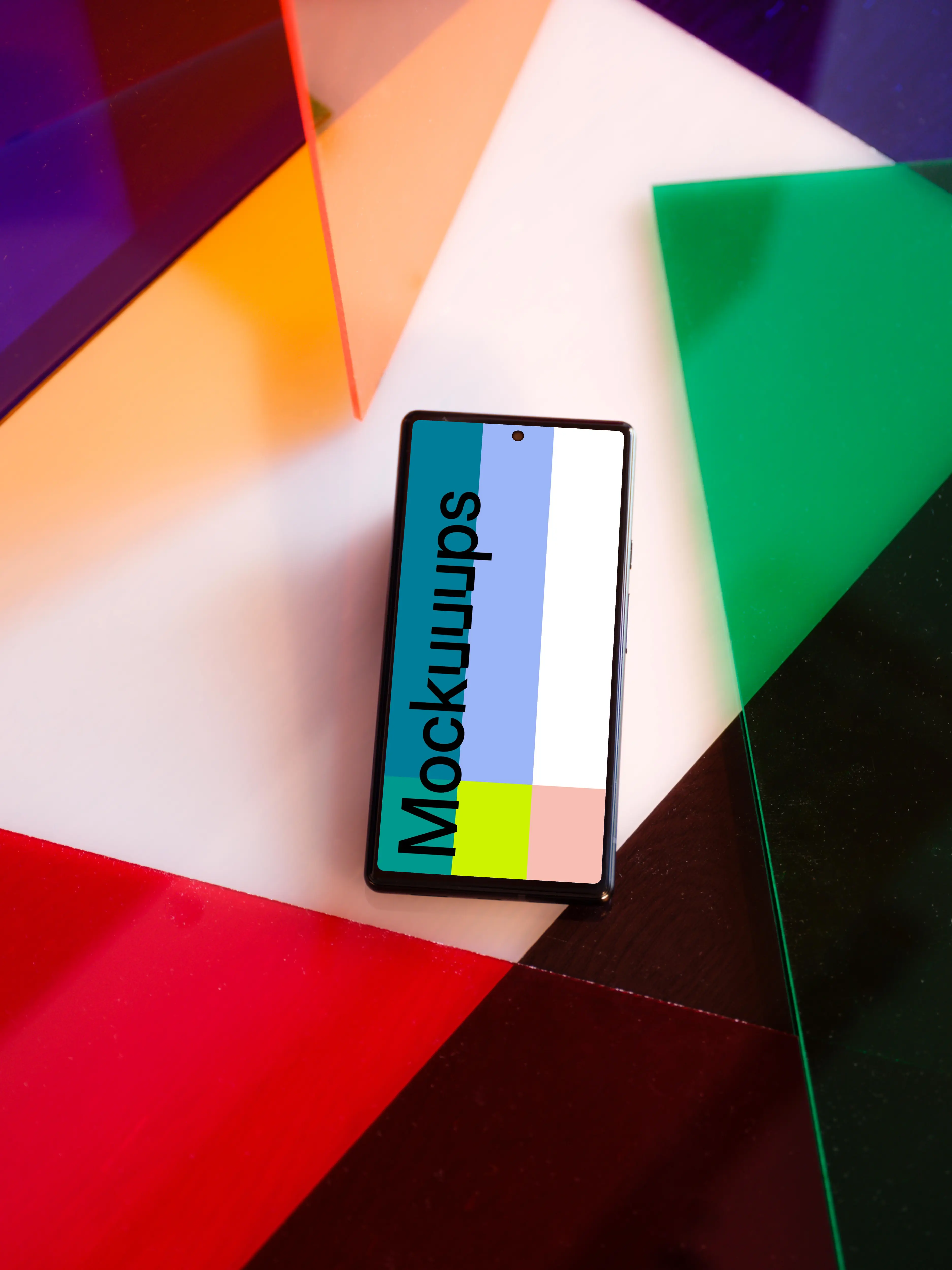 Google Pixel mockup on multicolored background