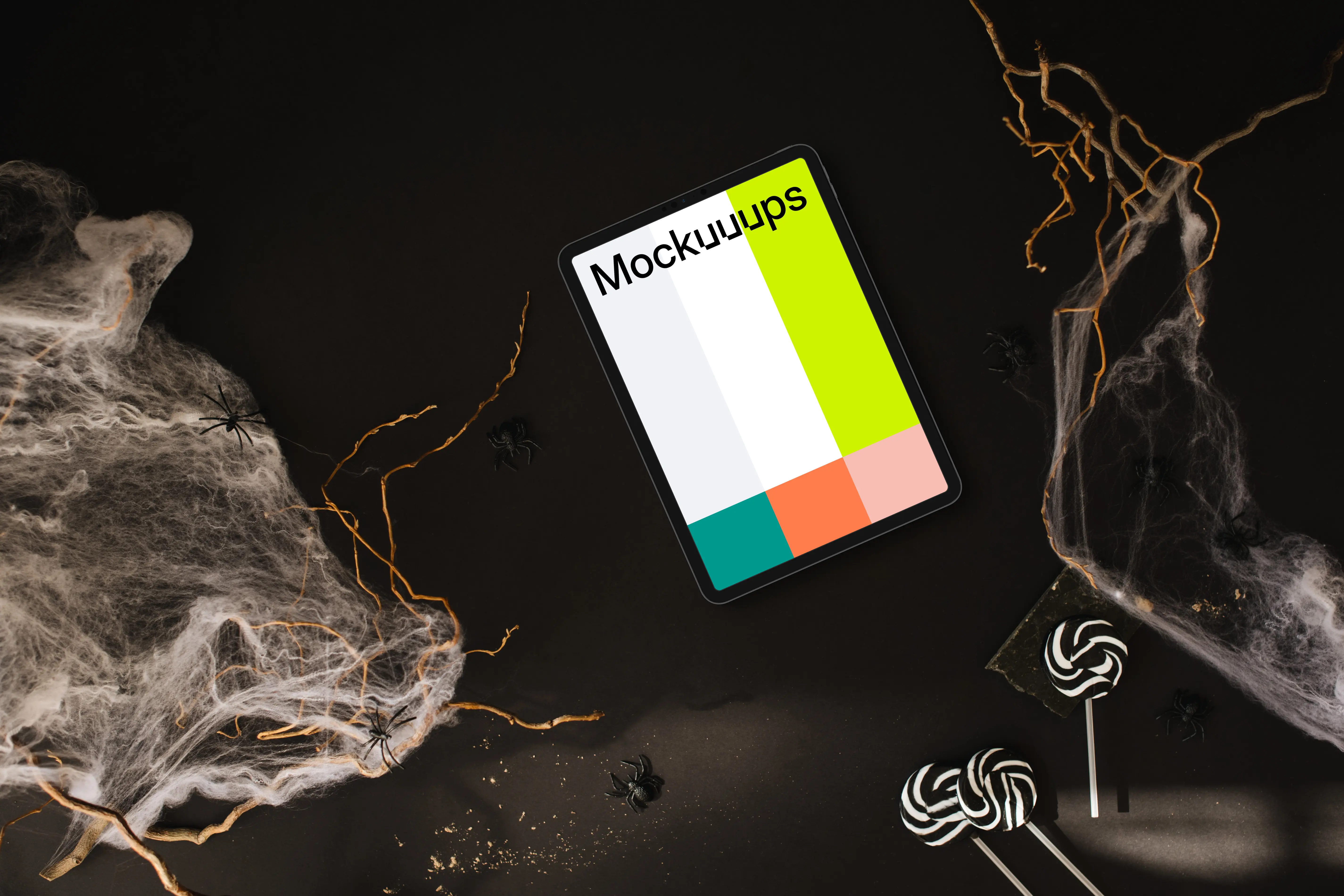 Halloween template with a tablet mockup