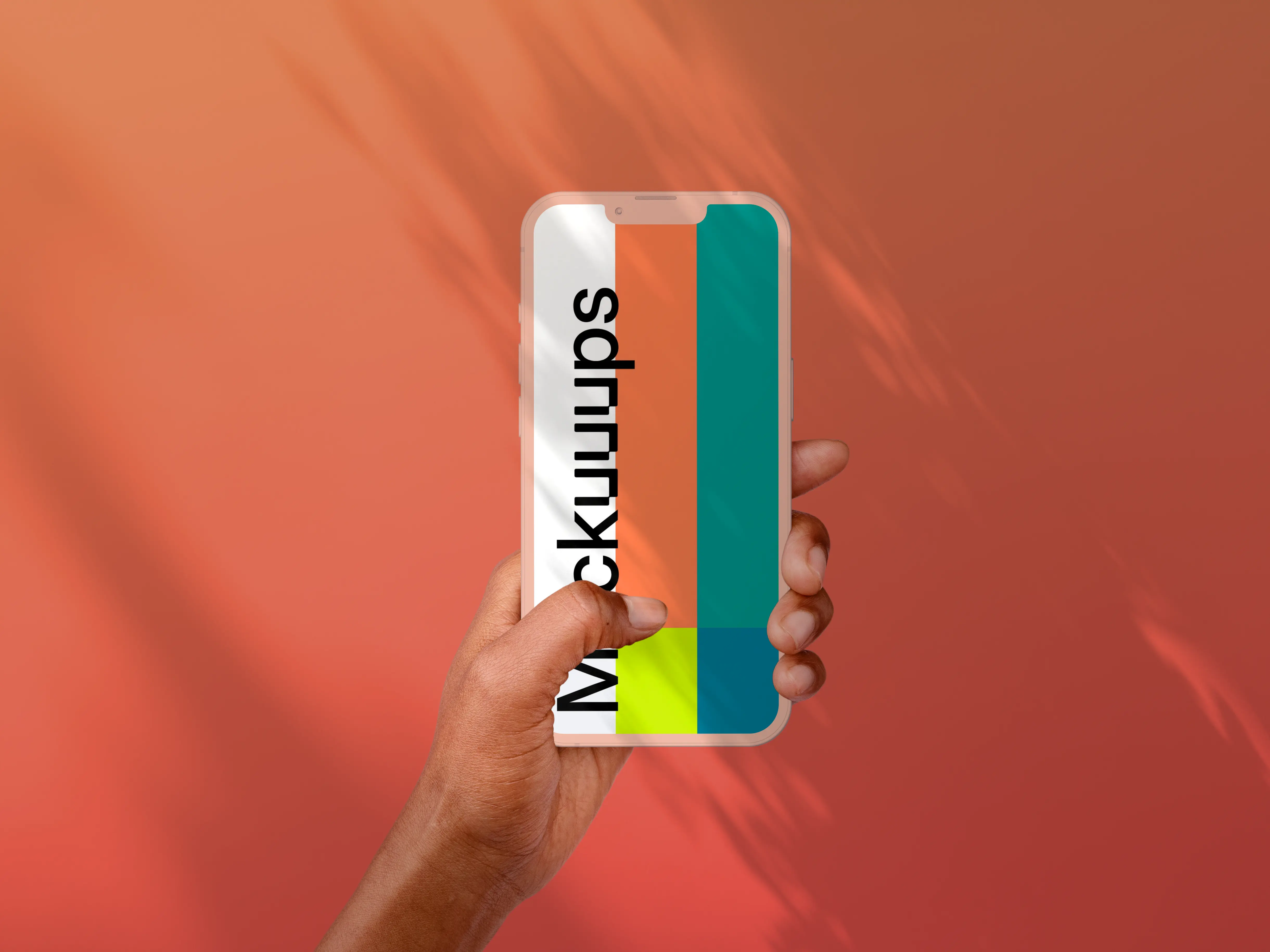 Hand holding clay smartphone mockup