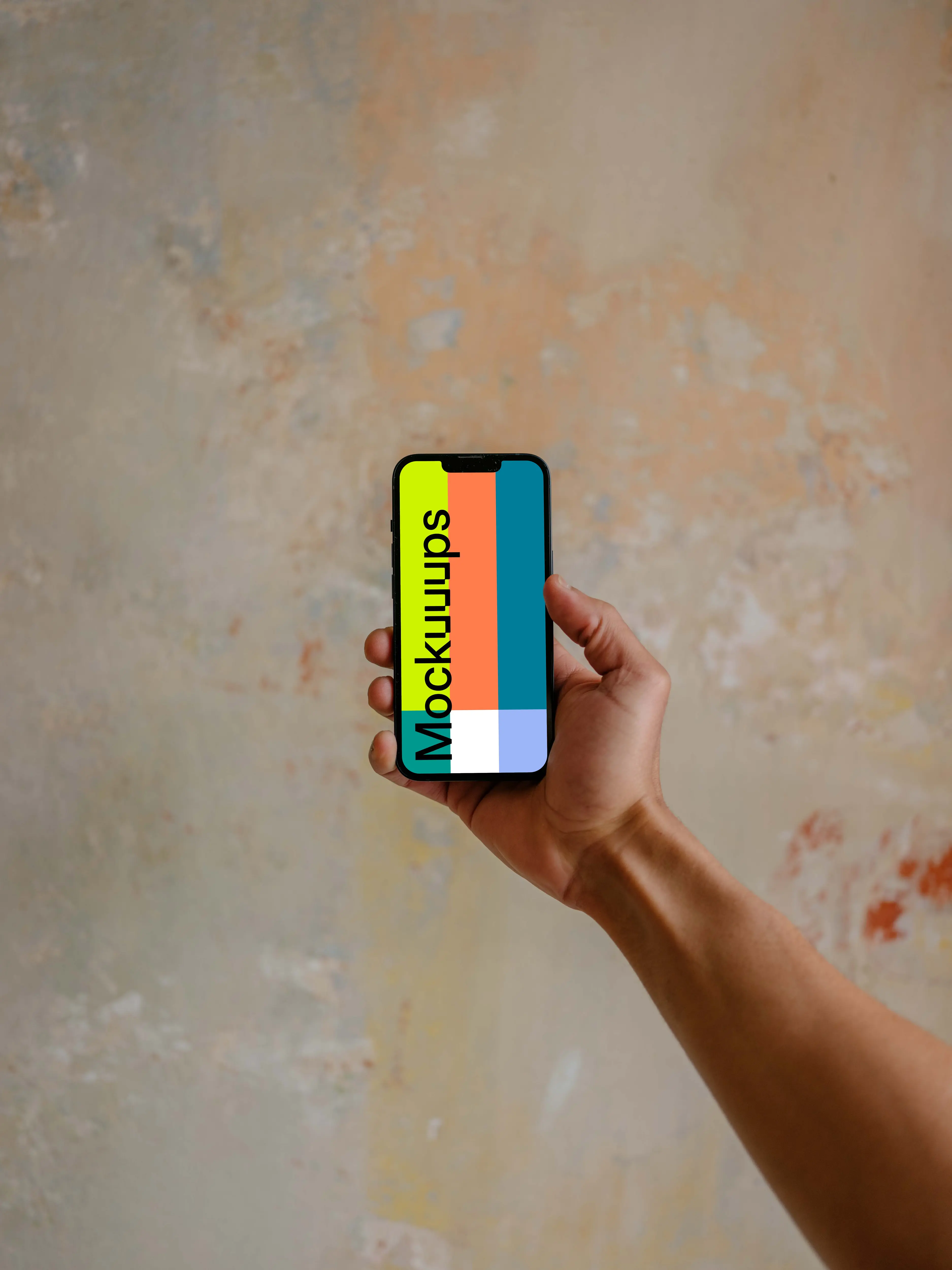 Hand holding iPhone 13 mockup