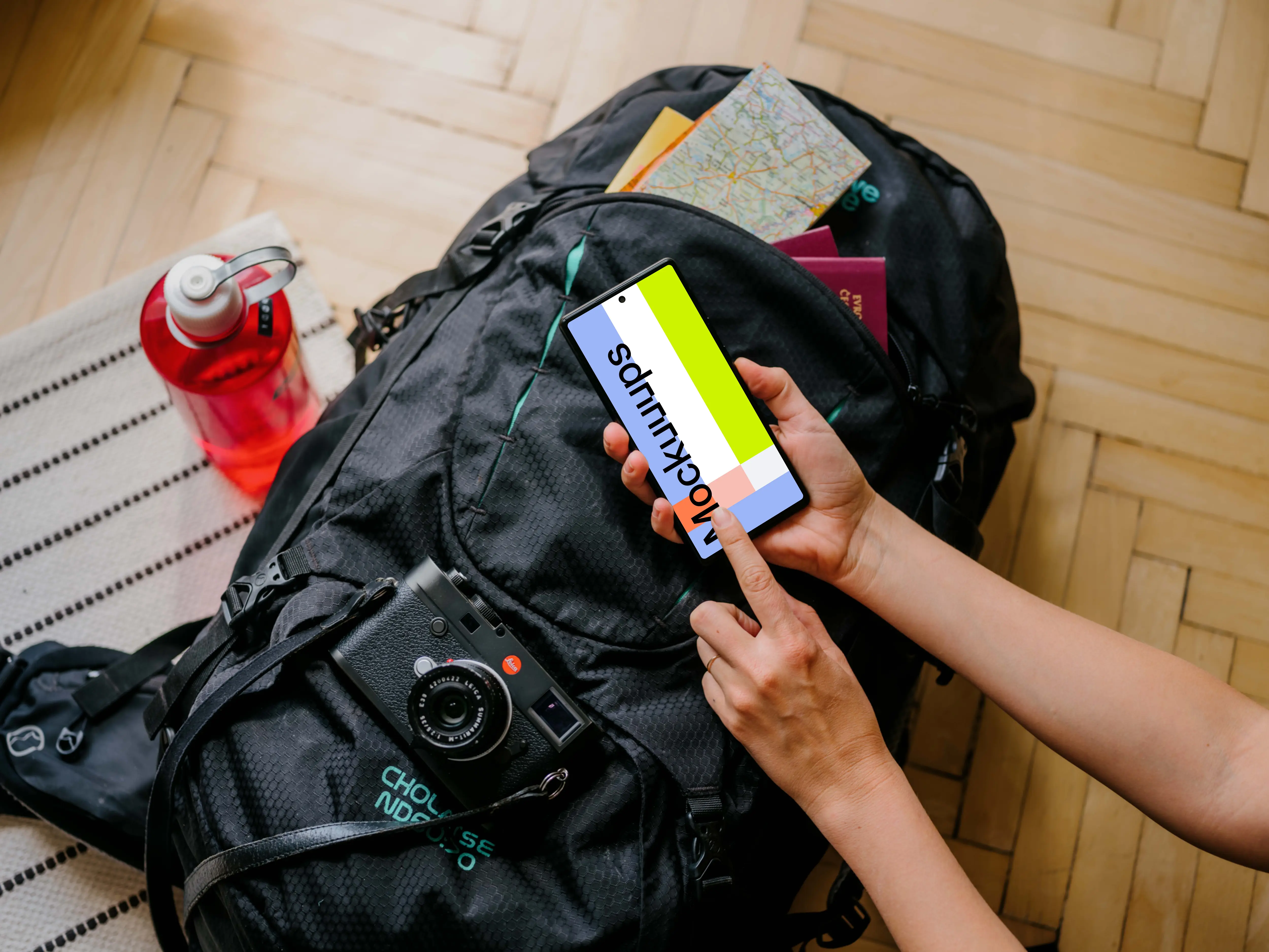 Hand pointing on a Google Pixel mockup