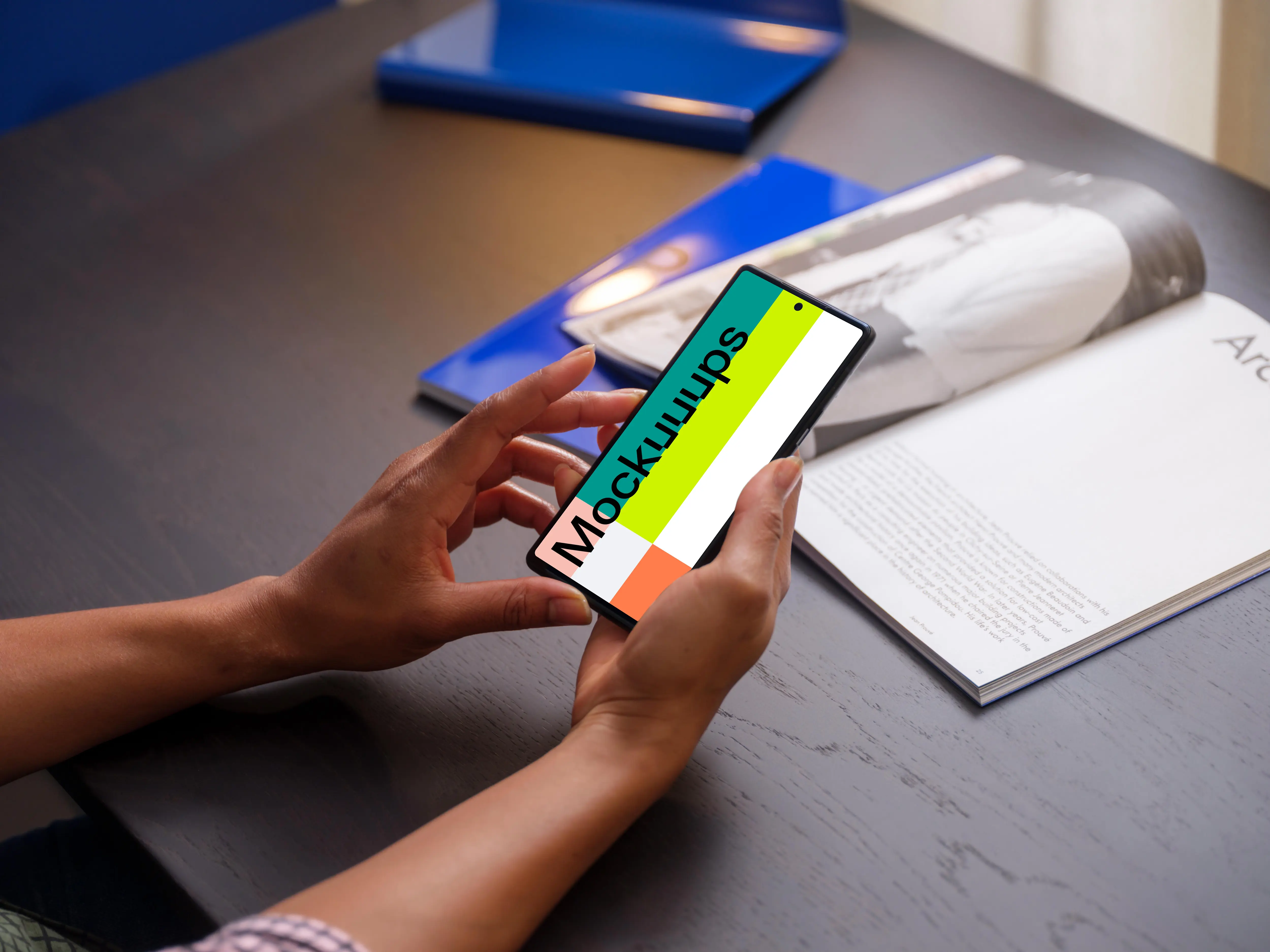 Hands holding a Google Pixel mockup