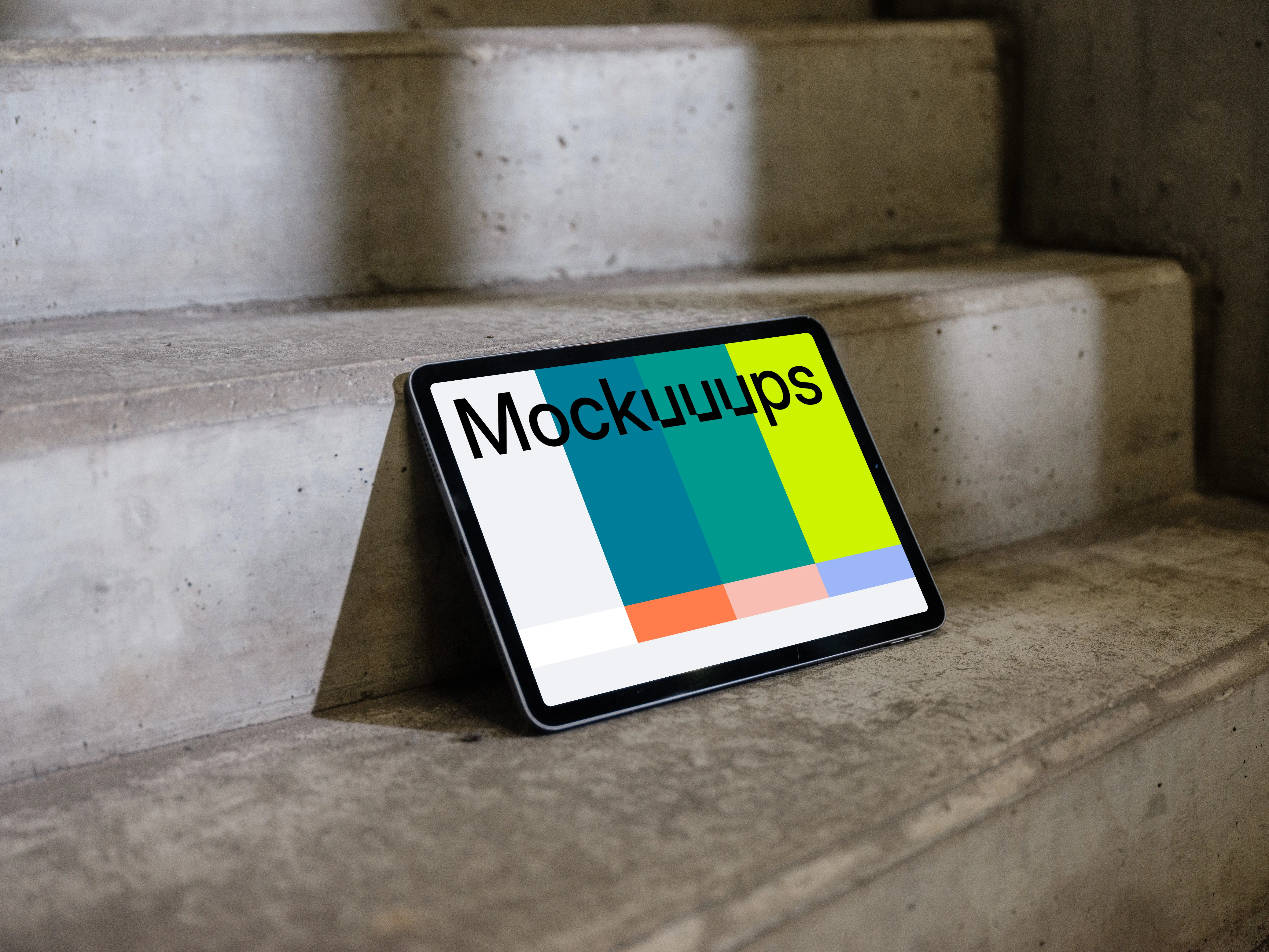 iPad Air Landscape Mockup in Industrial Setting