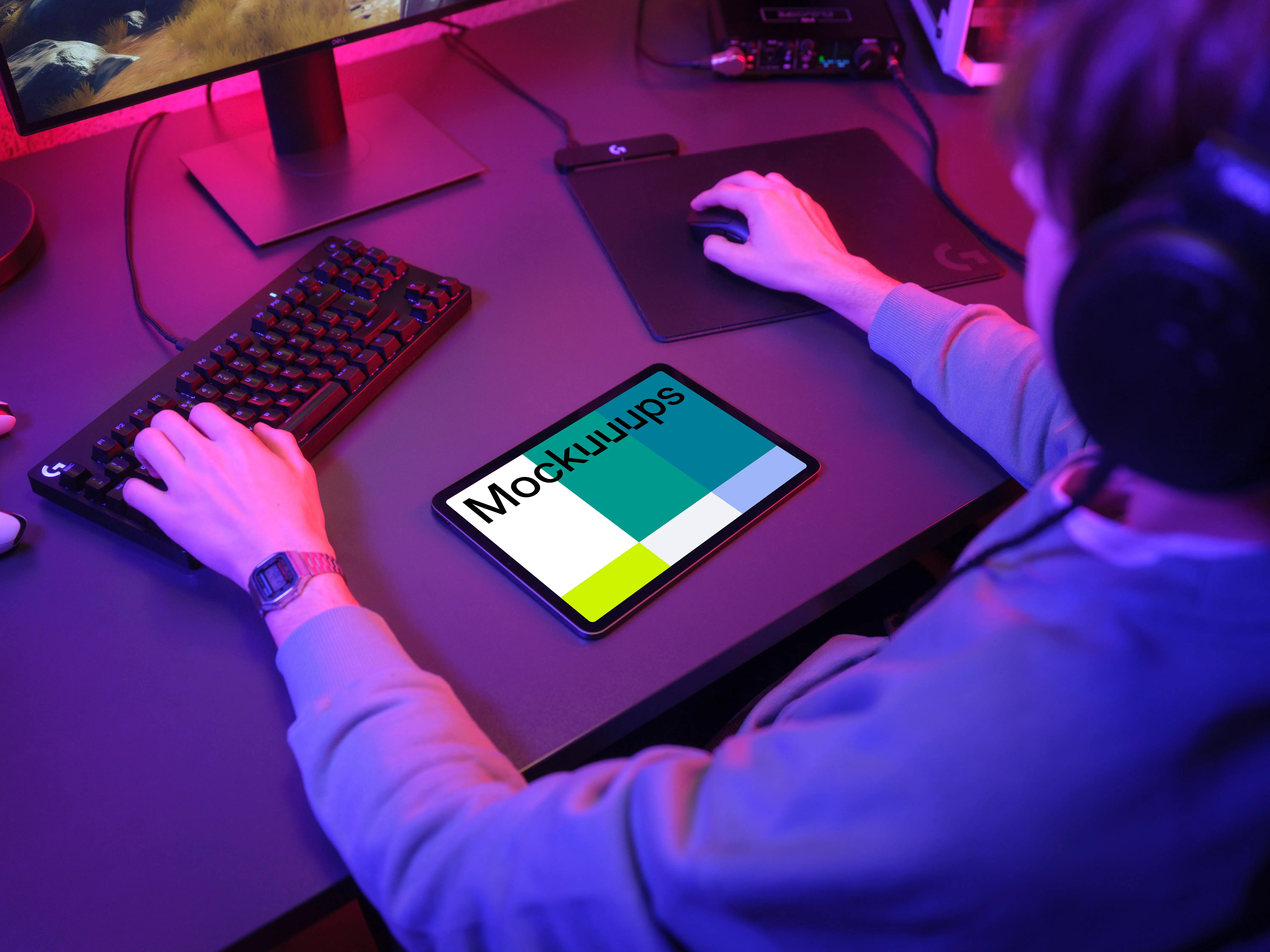 iPad Air mockup in a gamer's setup